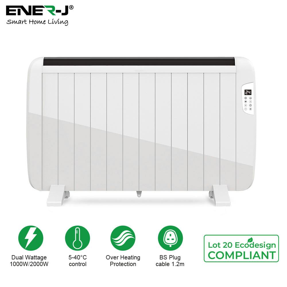 Ener-J Smart Wi-Fi Electric Radiator Heater 2000W - White - Small - Image 3