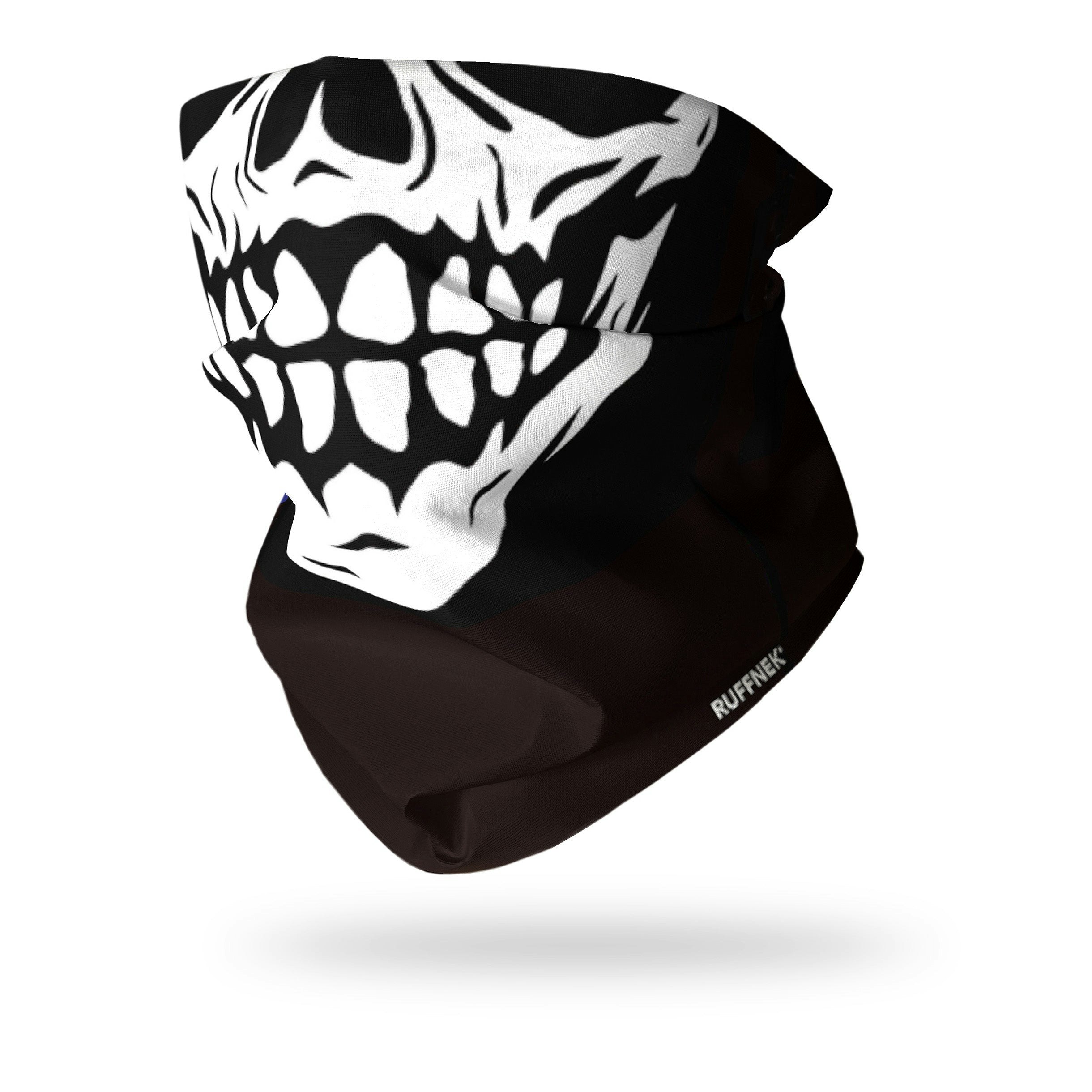 Ruffnek Men's Black Skull Face Snood Tube Scarf