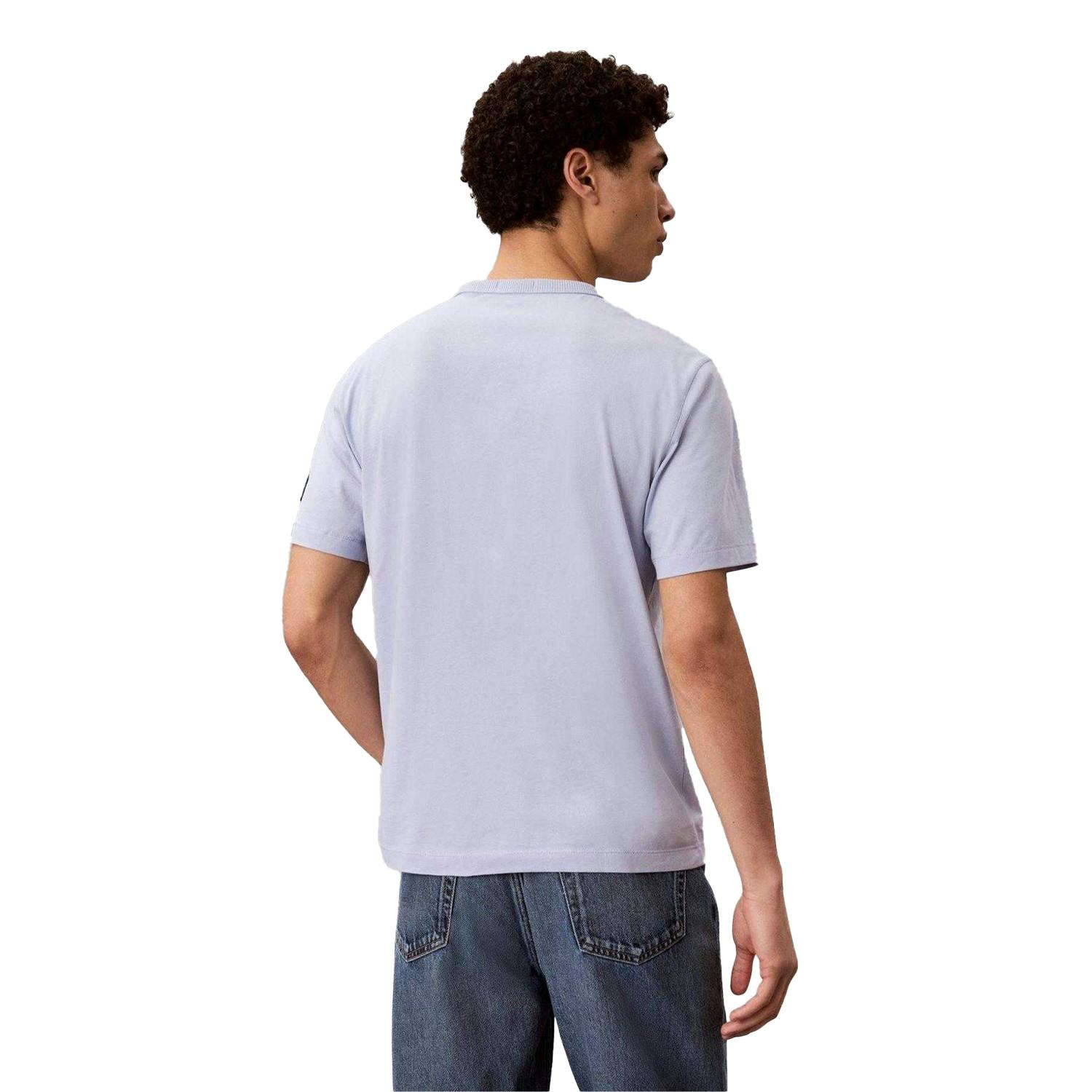 Calvin Klein Men's Blue Badge Crew Neck Regular T-Shirt - Jean - M - Jean - 100% Cotton