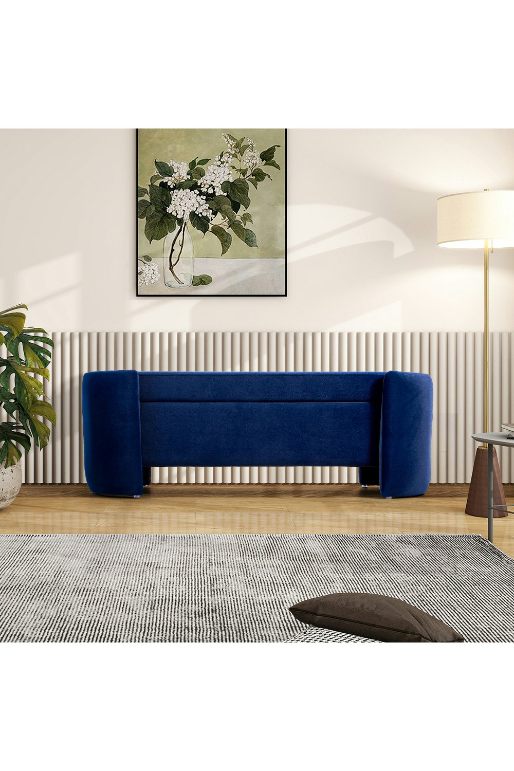 Living And Home Blue/Dark Storage Bench In