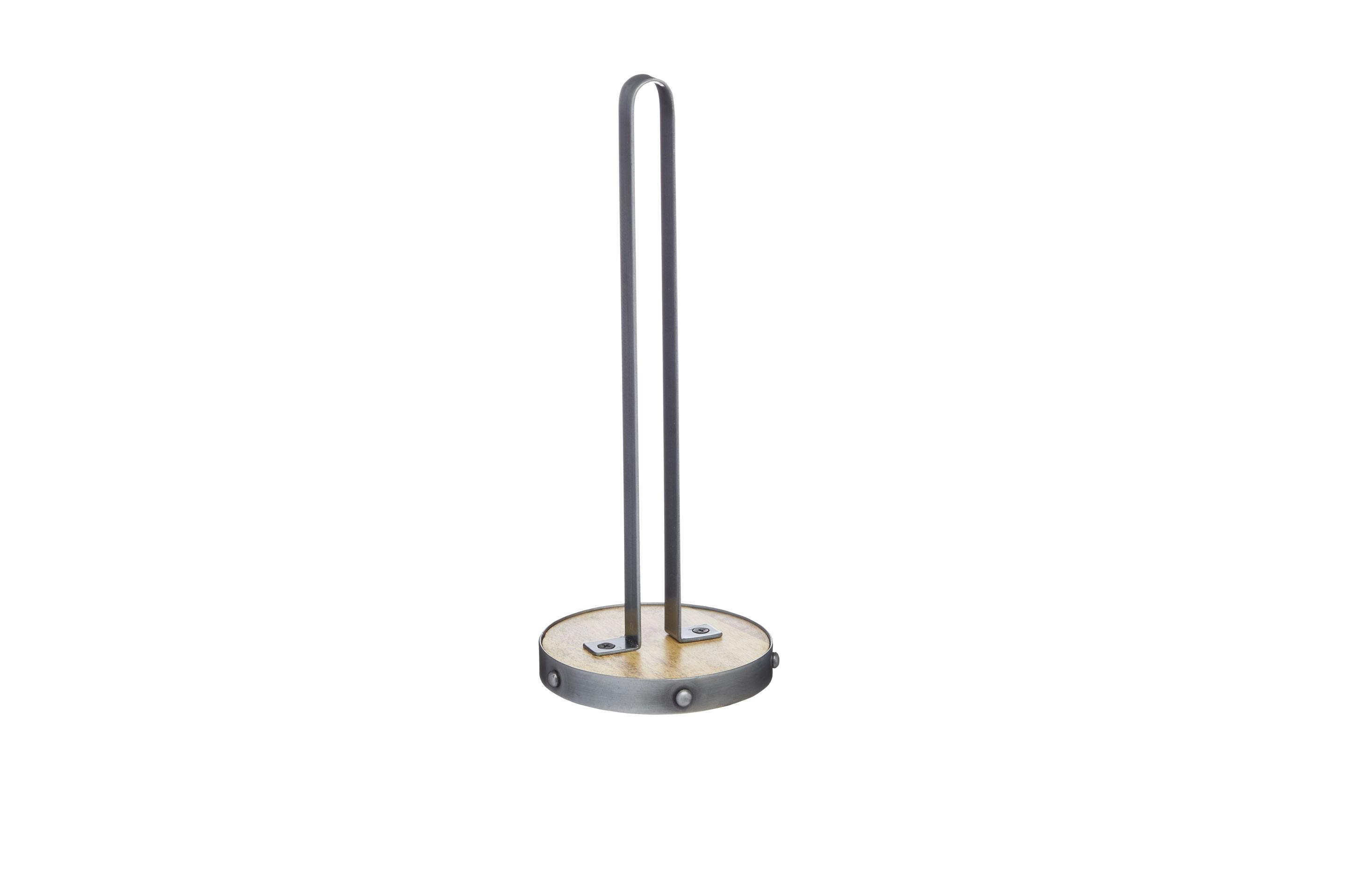 Rackhams Industrial Kitchen Metal / Wooden Kitchen Roll Holder - Wood - Mango Wood - Kitchen Roll Holder
