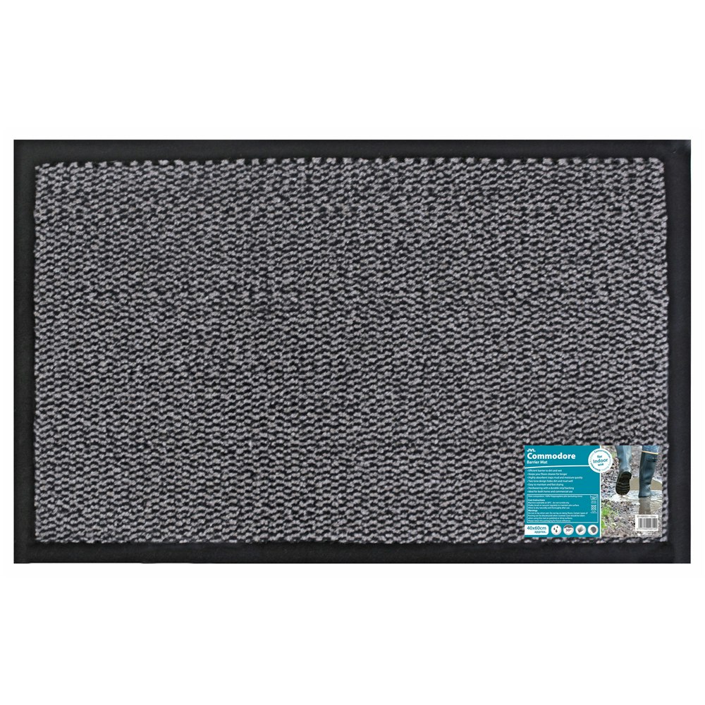 Jvl Grey Heavy Duty Commodore Backed Barrier Door Floor Mat, 40X60cm