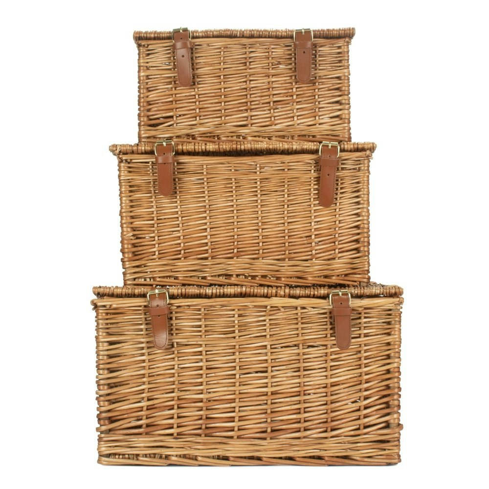 Red Hamper Red/Light Hamper Steamed Windsor Wicker Picnic Basket - Set Of 3