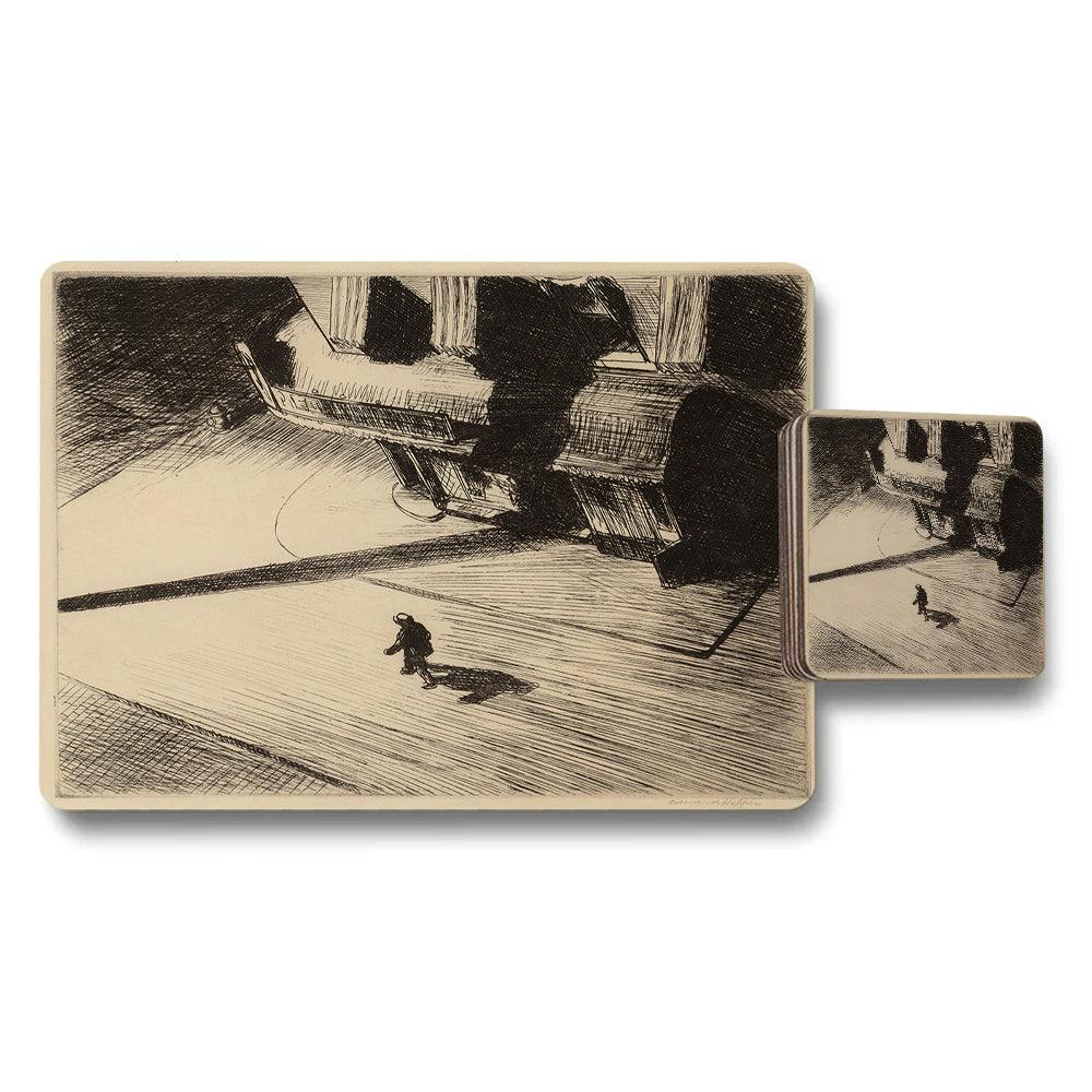 Benjamin Tate Design Black/Cream Vintage Sketch Placemats And Coaster Set With Classic Monochrome Artwork