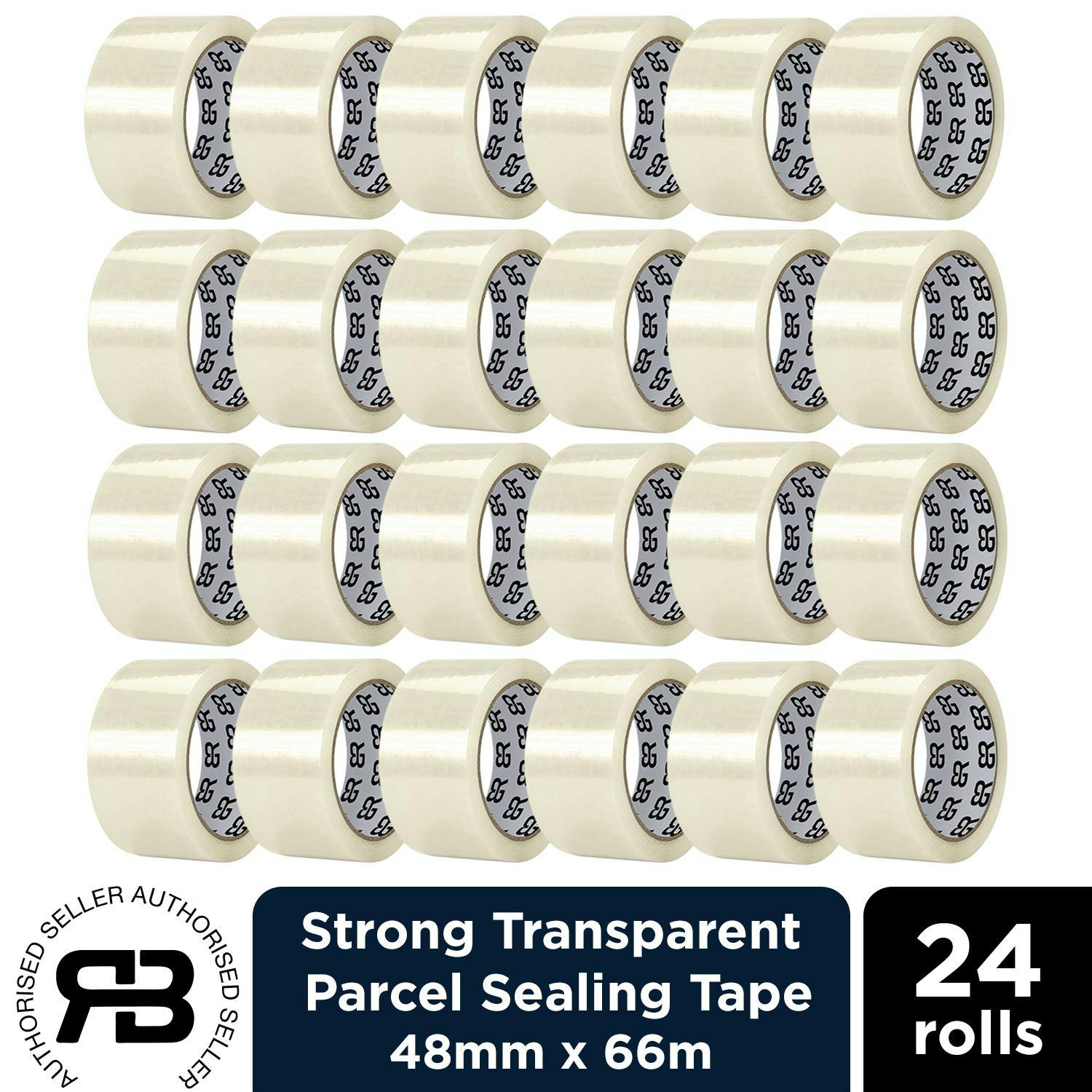 Rackhams Brown Packing Tape 48Mm X 66M Clear Fragile Parcel Box Tape 12, 24 Or 48 Rolls - Clear Packing Tape - 24 Rolls- Best Value