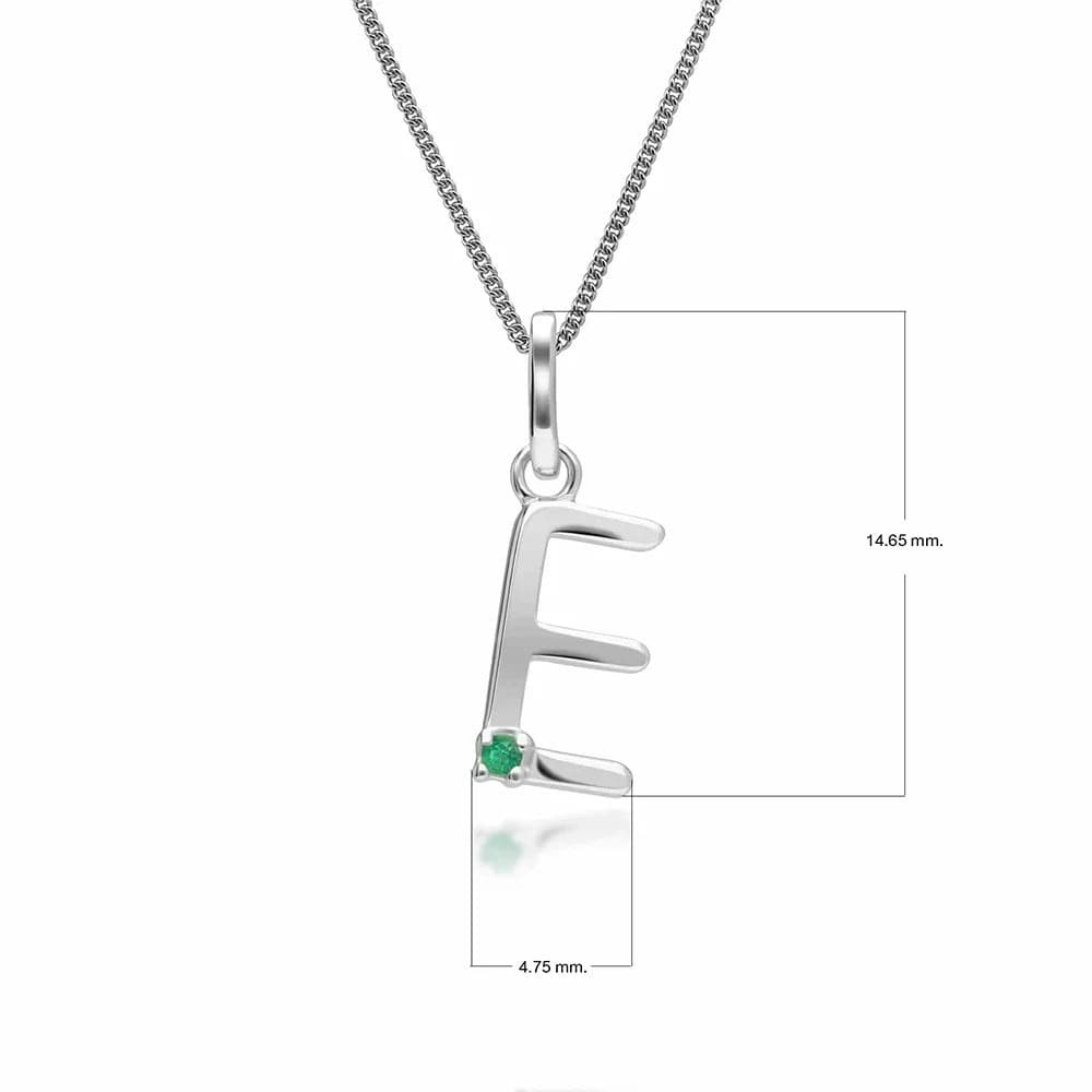 Gemondo White/Gold Initial Emerald Letter Charm Necklace In 9Ct - E