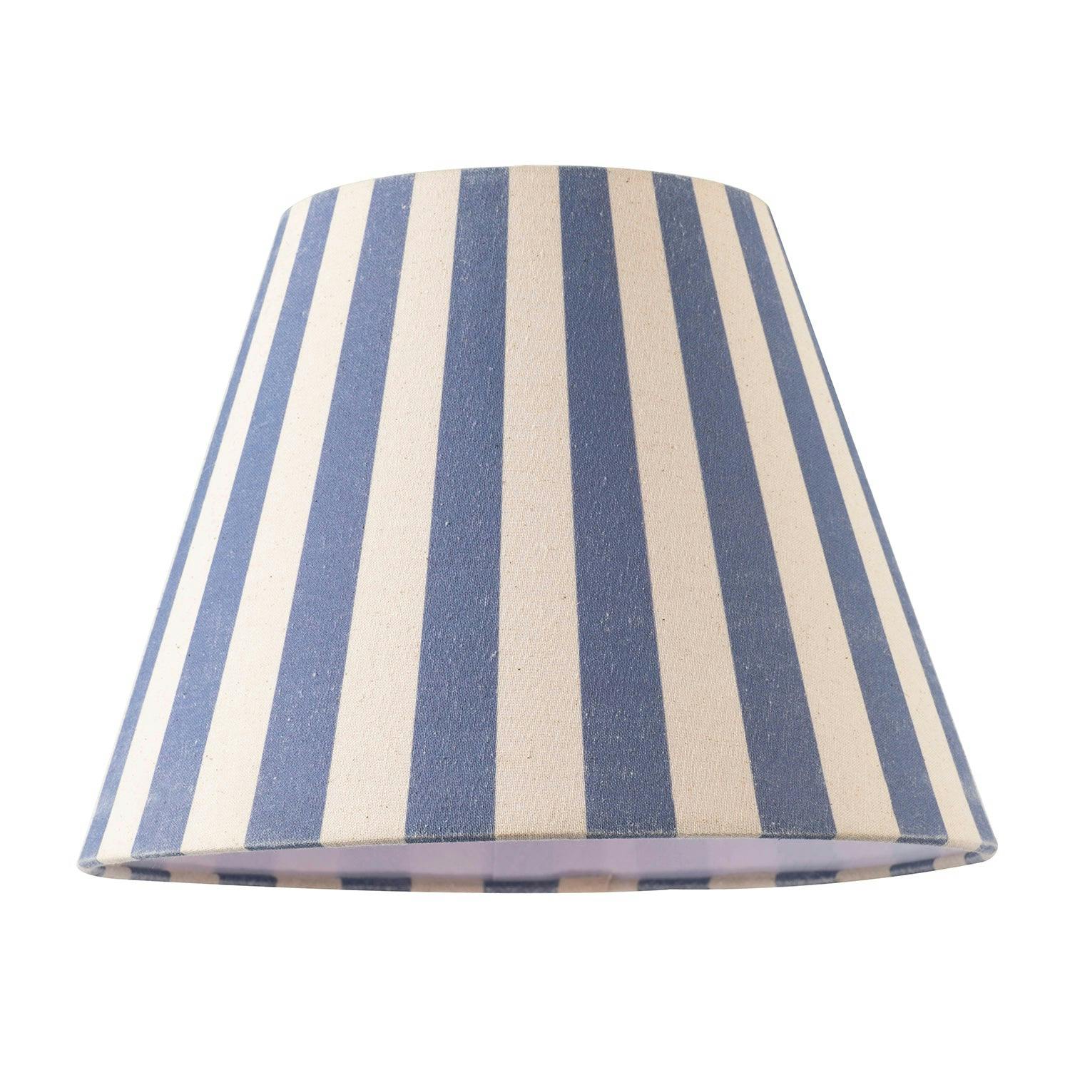 Rackhams Blue Amparo And Oatmeal Linen Striped Coolie Shade With Cotton Inner