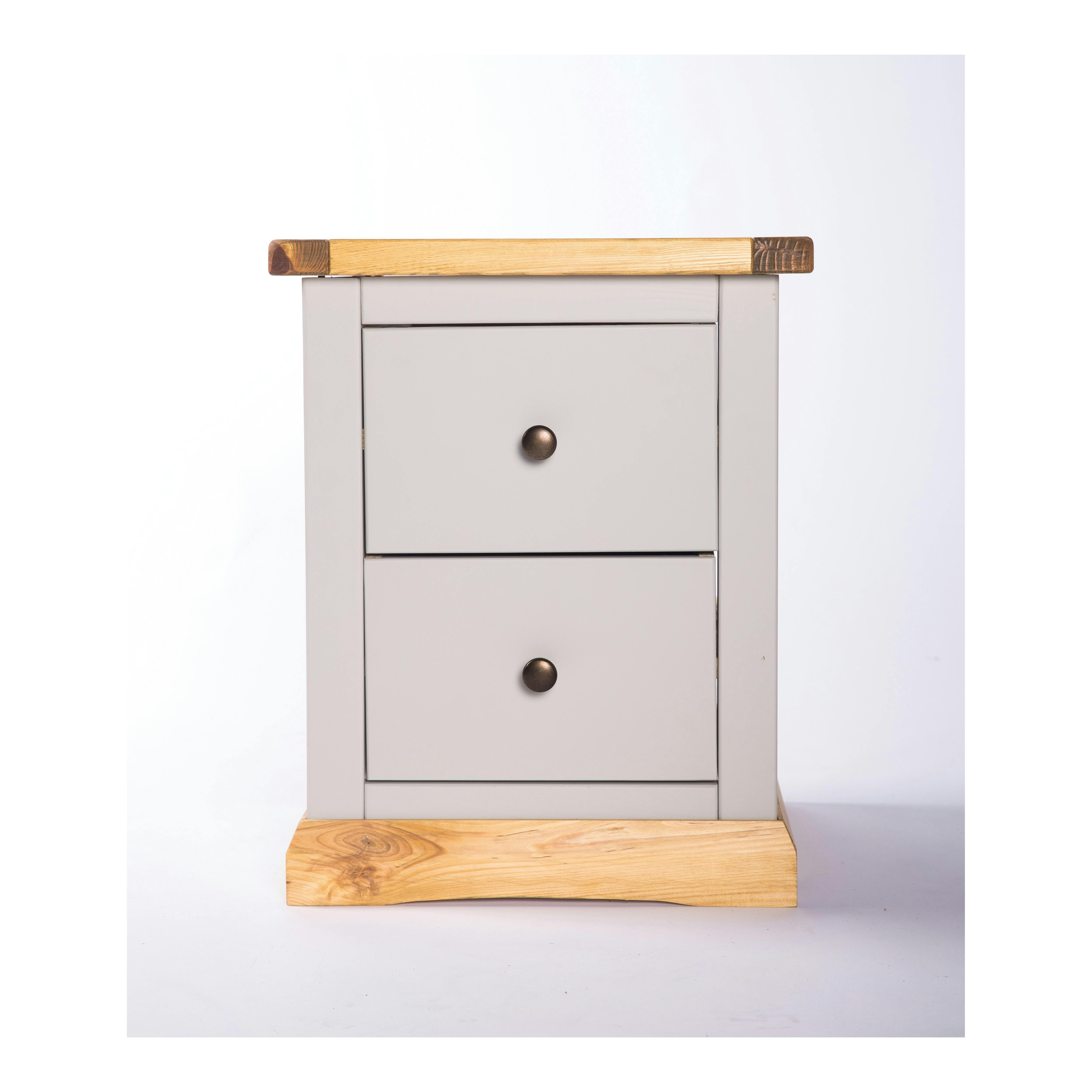 Rackhams Light/Grey Bomporto 2 Drawer Bedside Table