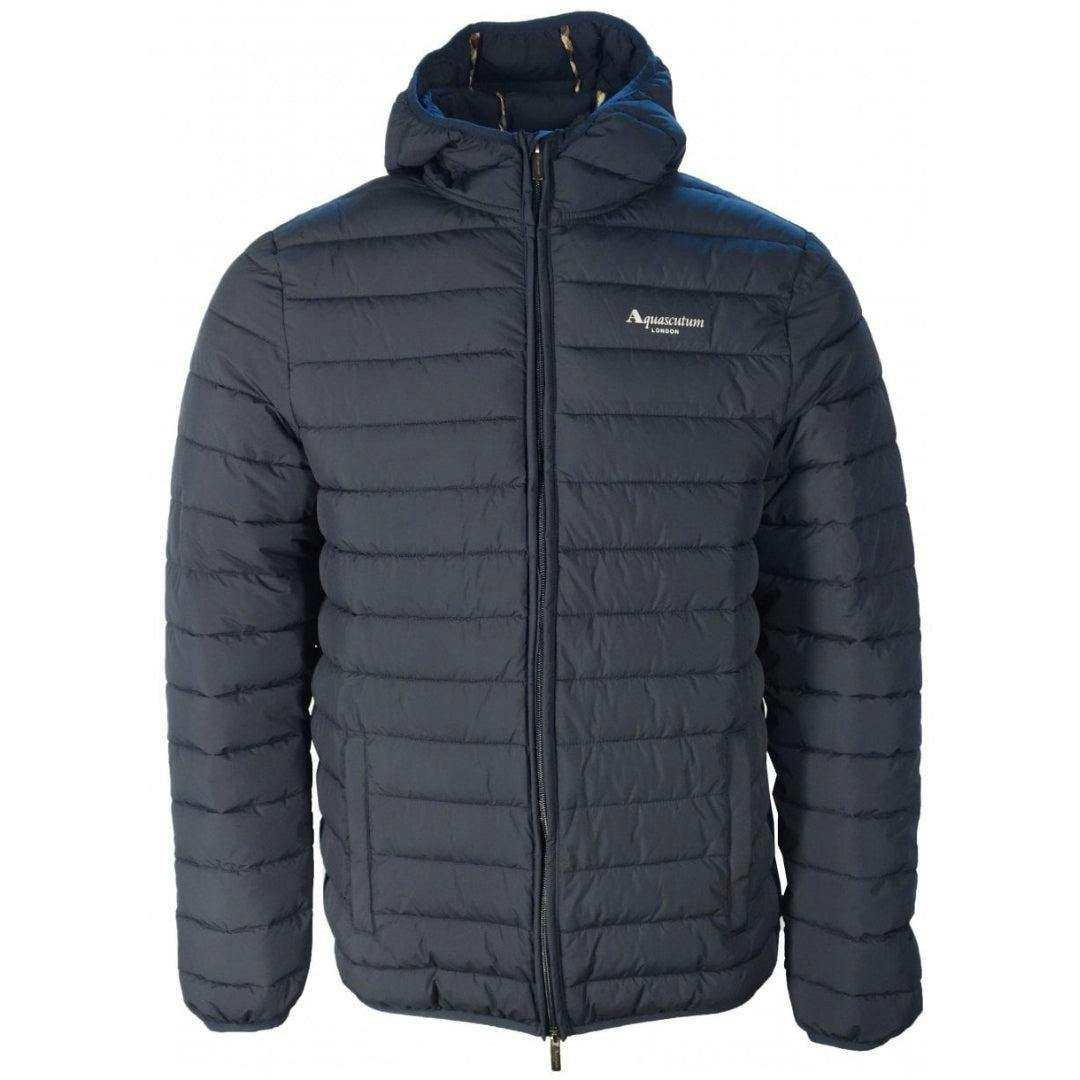 Aquascutum Men's Blue Active Hooded Jacket - Navy - Xl - Navy - 100% Polyester