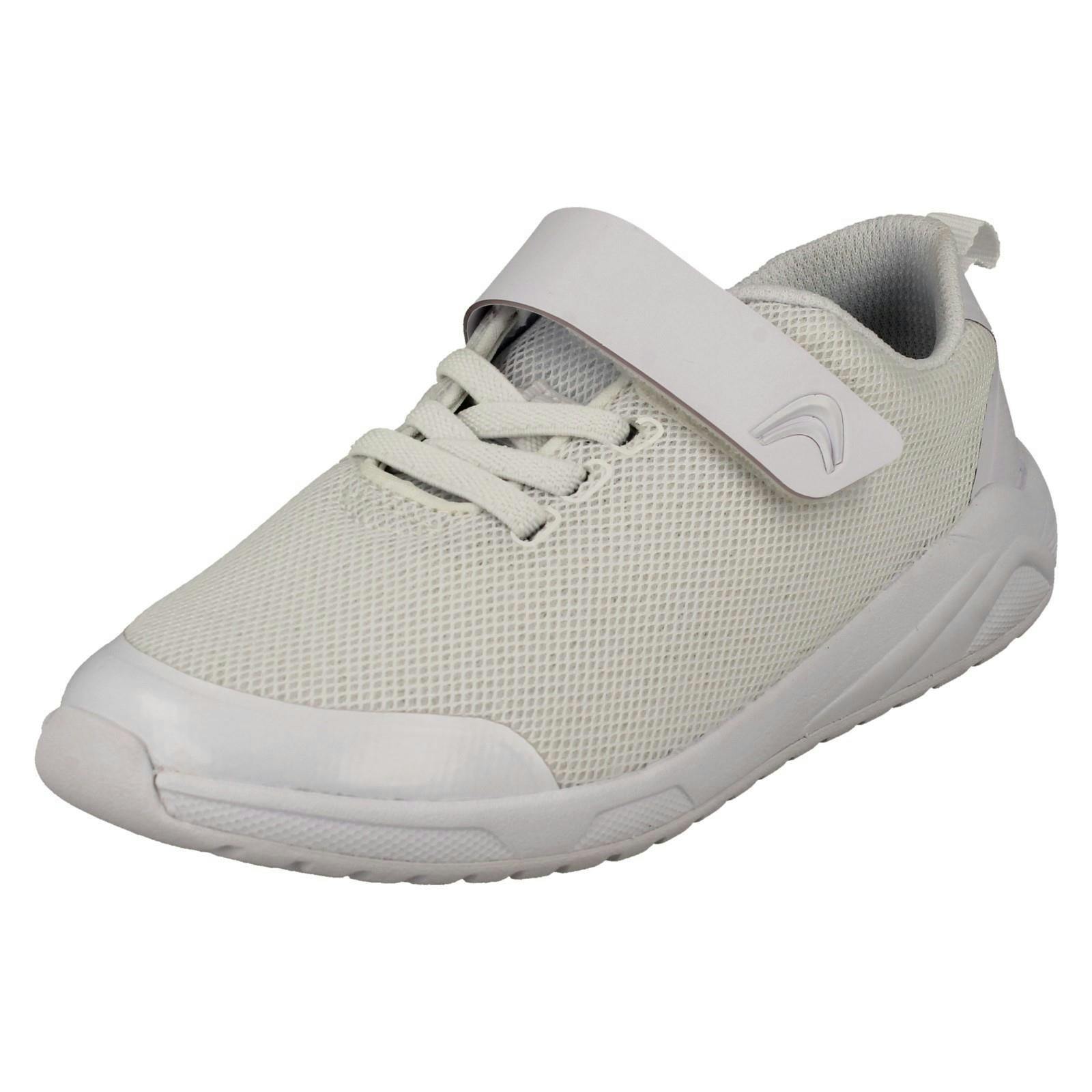Clarks White Childrens Sporty Hook & Loop Fastening Trainers Aeon Pace - Uk 10.5 Child - F