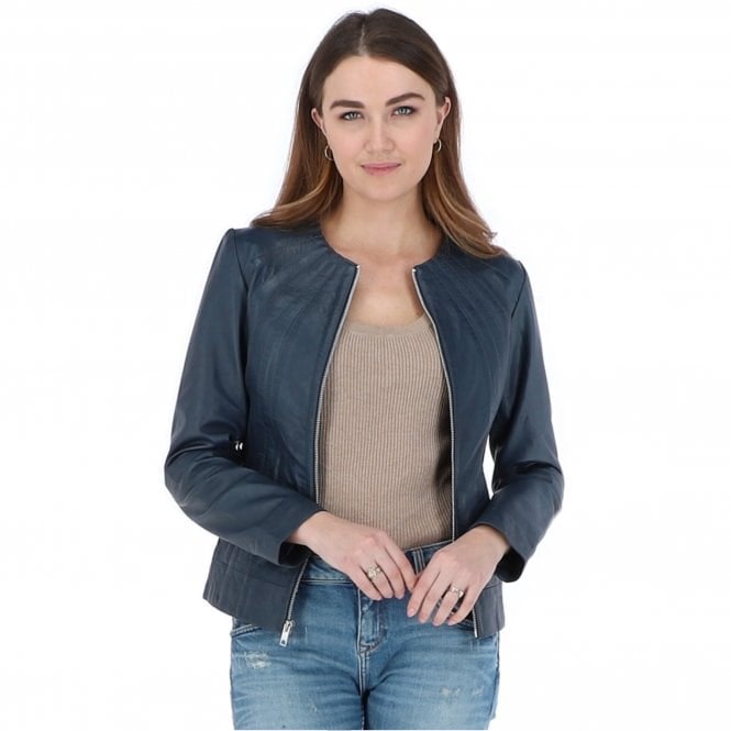 Ashwood Women's Blue Leather Fashion Jacket Aliona: Awl-281 - 16 - Leather - Navy