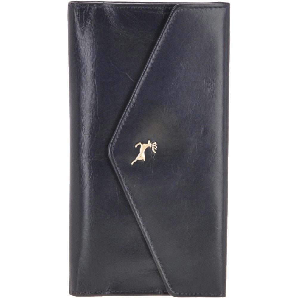 Ashwood Blue Vegetable Tanned Cash And 8 Card Envelope Purse - One Size - Navy - Leather