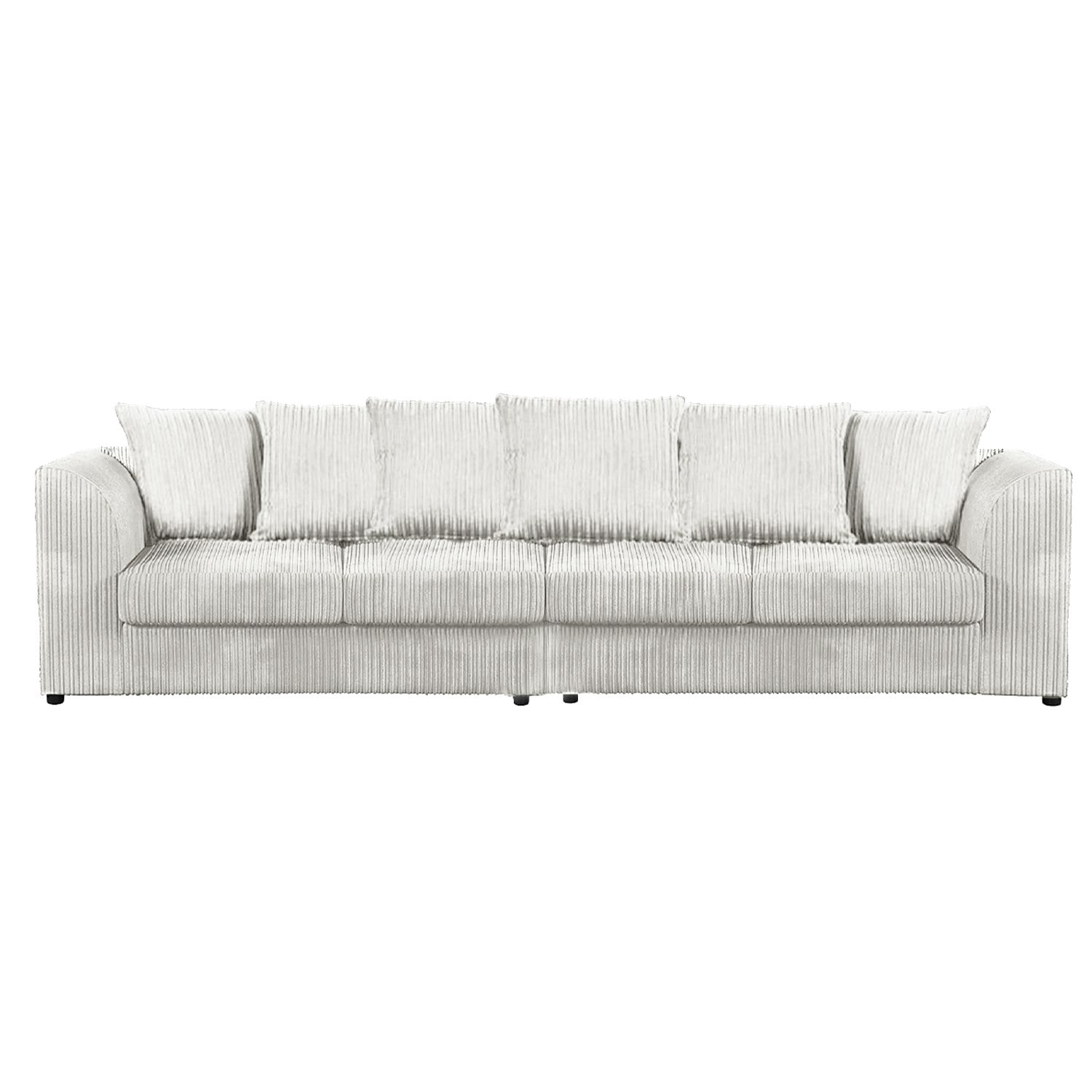 Rackhams Silver Luxor Cord Long Fabric 4 Seater - Scatter Back