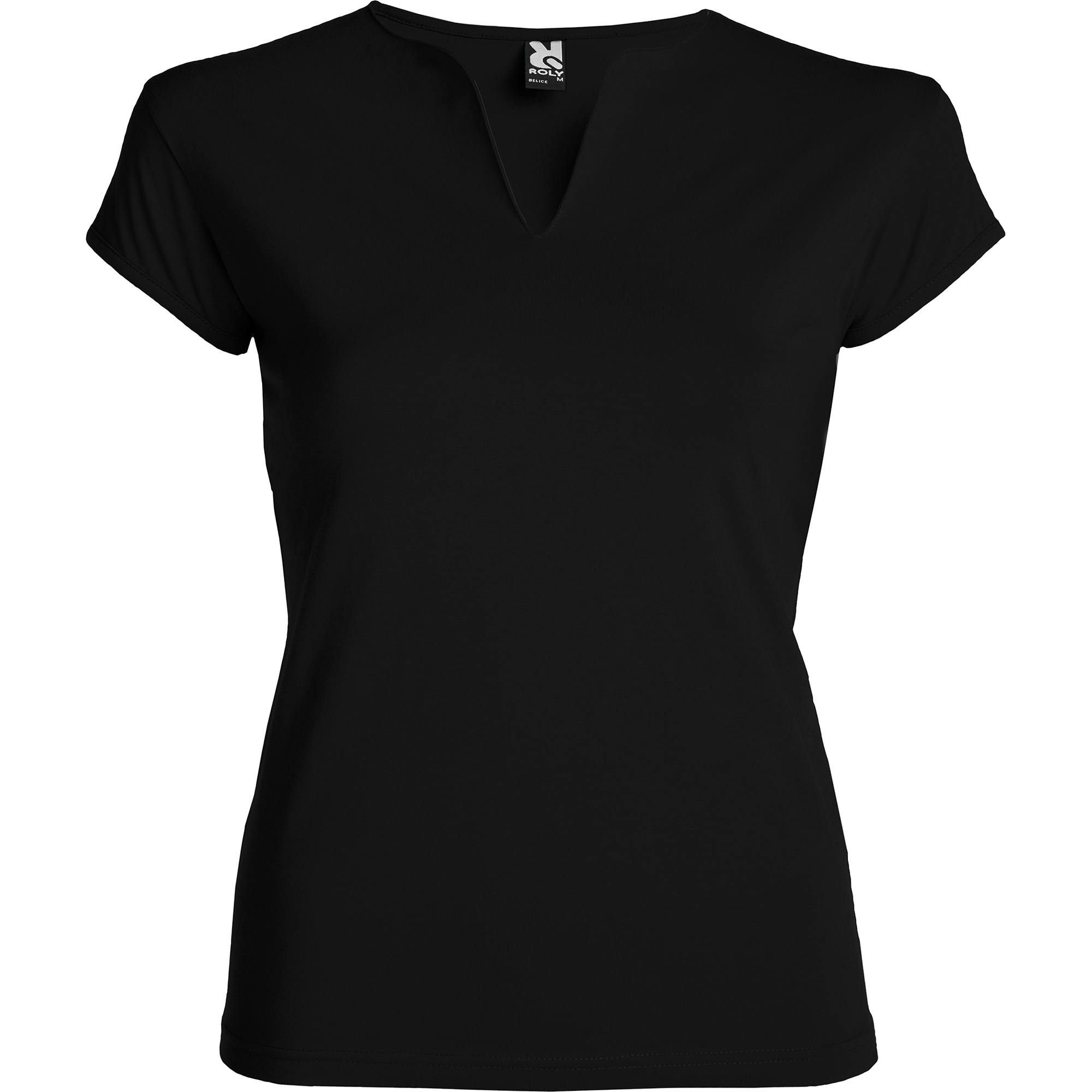 Roly Women's Black Belice T-Shirt - Xxl - 94% Cotton/6% Elastane