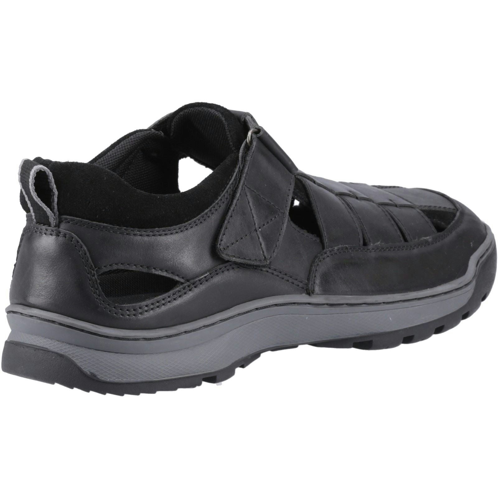 Hush Puppies Men's Black Rucker Leather Sandals - Size 14
