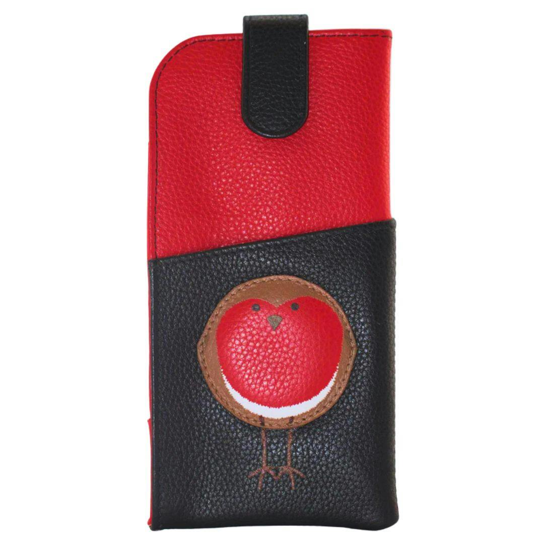 Mala Leather Red/Black Bobbie Robin Leather Glasses Case Wide Fit
