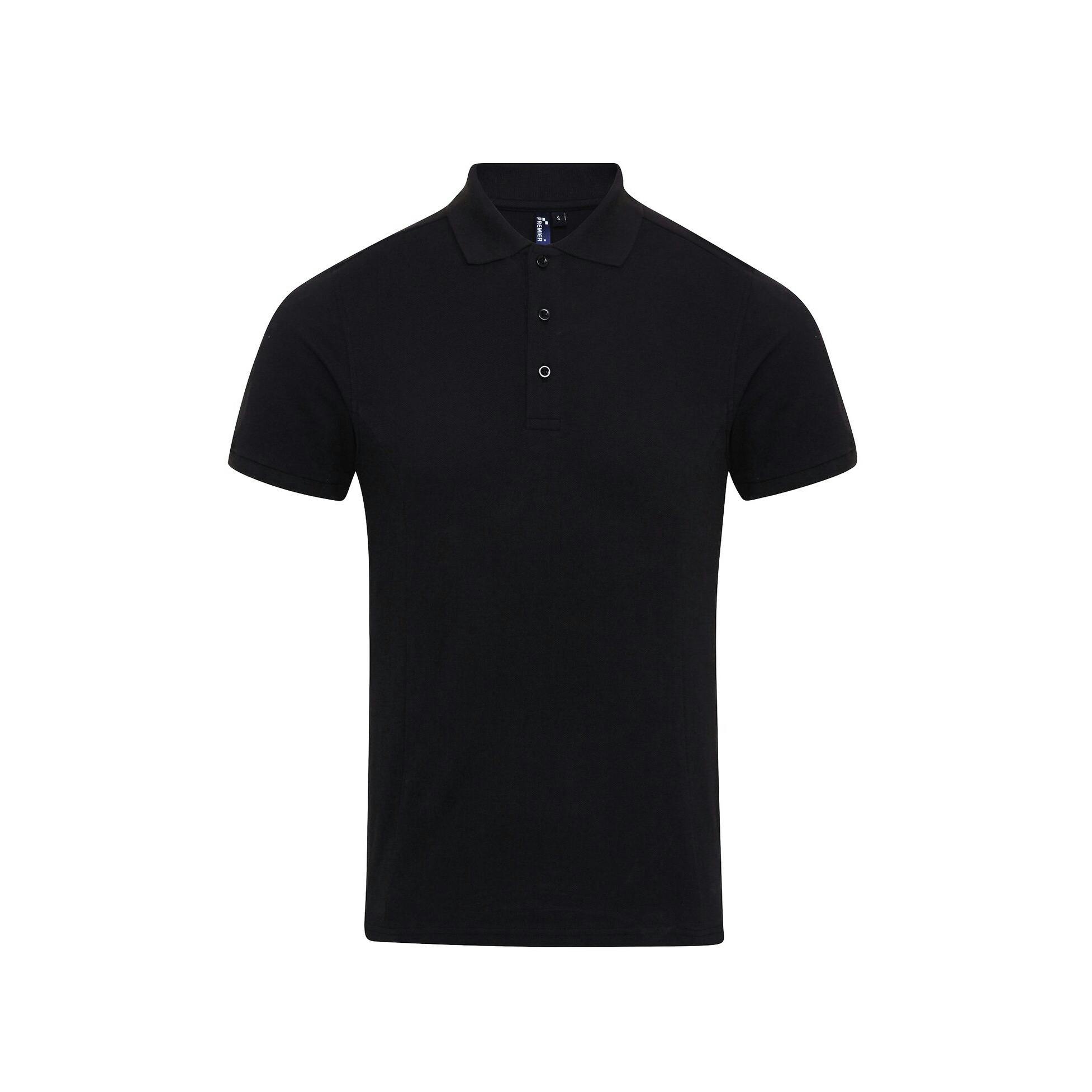 Premier (4Xl, Black) Mens Coolchecker Plus Pique Polo With Coolplus - Image 3