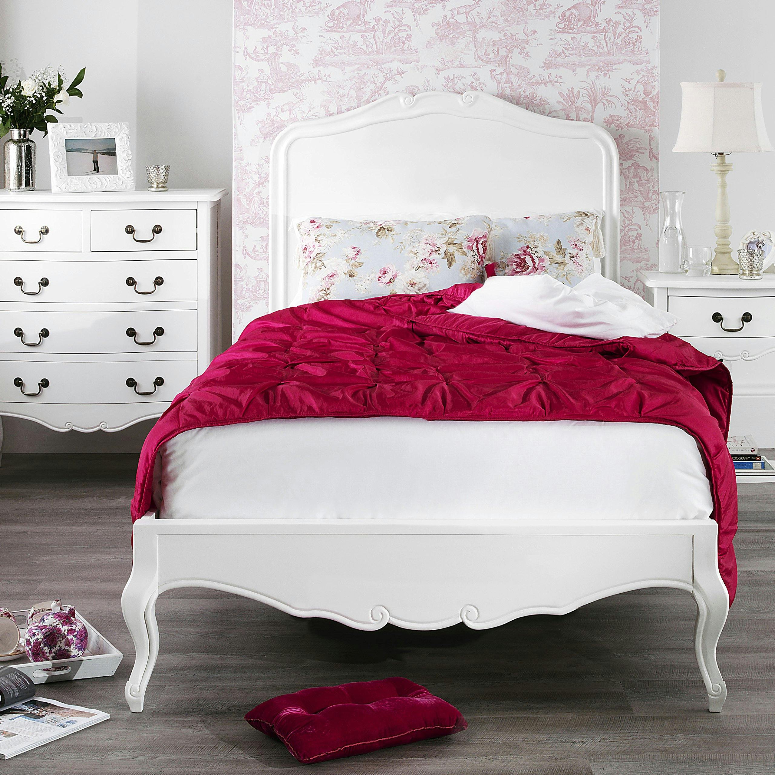 Rackhams White Juliette Bed Frame French Style With Wooden Headboard 3Ft 4Ft6 5Ft 6Ft - Single 3Ft - 1000.00