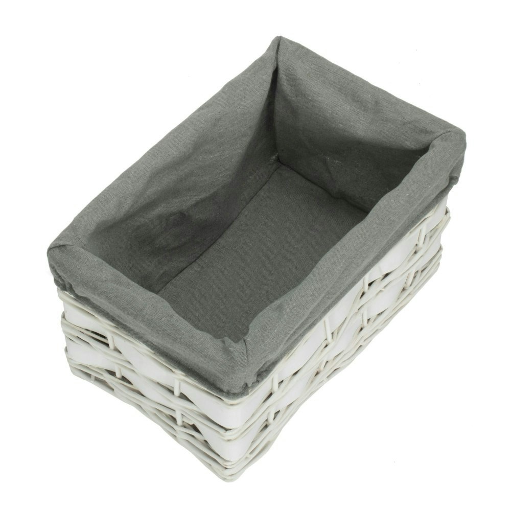 Rackhams Grey Whitewash Lined Scandi Storage Basket - Small