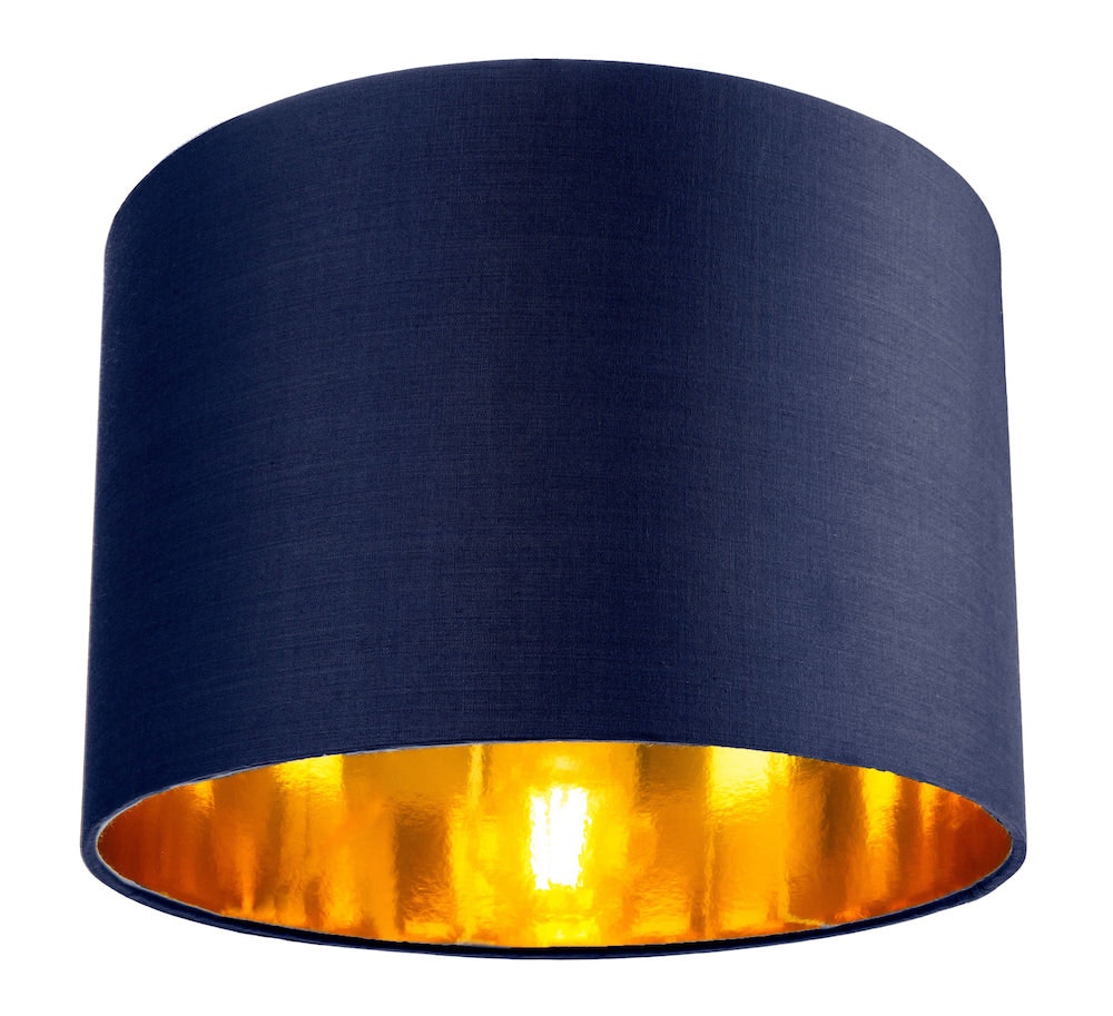 Rackhams Blue Contemporary Cotton 10" Table/Pendant Lamp Shade With Shiny Copper Inner