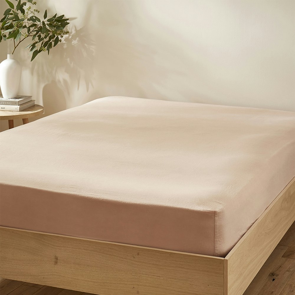 Martex Pink Touch Of Linen Fitted Sheet - Super King - Powder