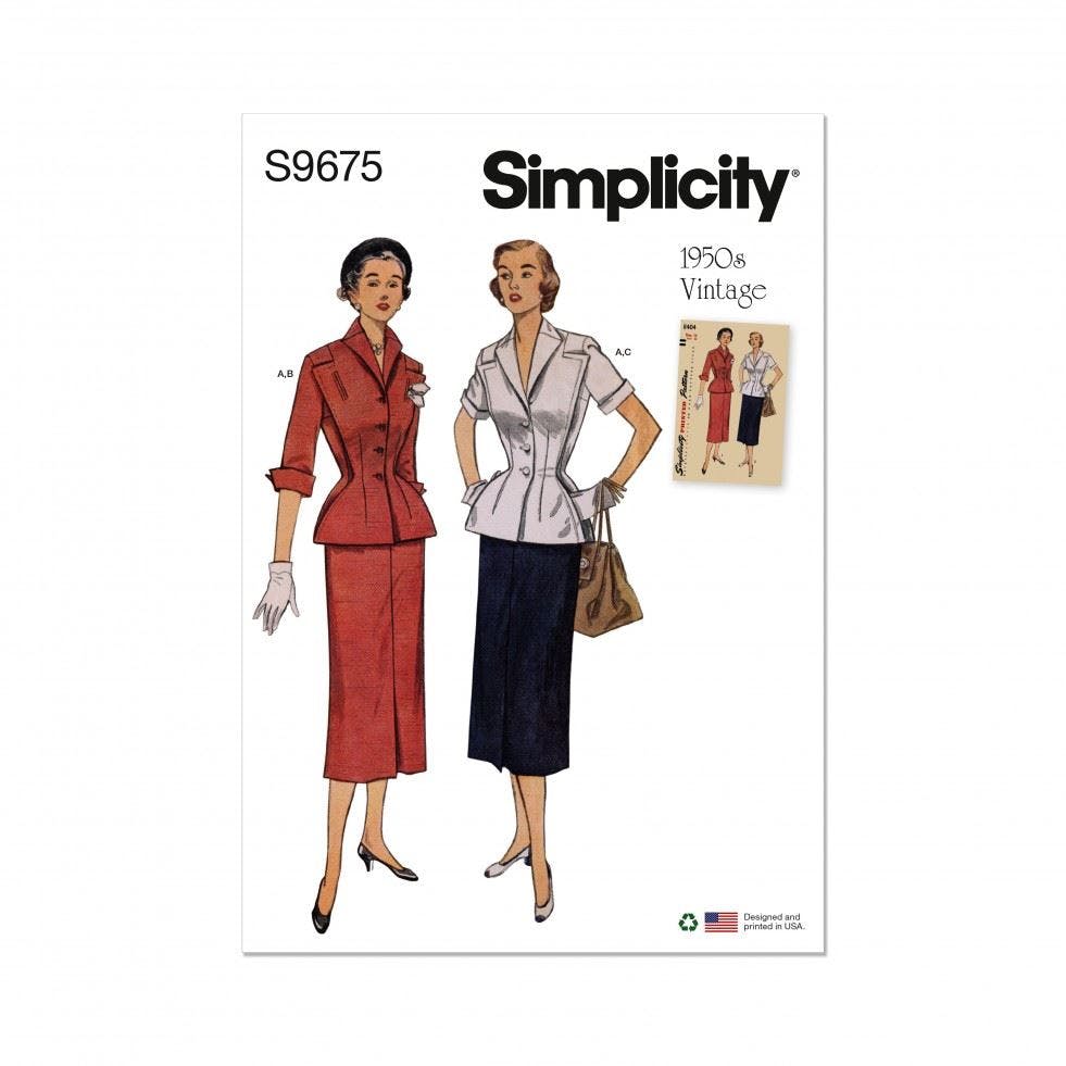 Simplicity Women's Sewing Pattern 9675, Skirts, Jackets, Suits, Vintage Style For H5 (6-8-10-12-14) - Intermediate - H5 (6-8-10-12-14)