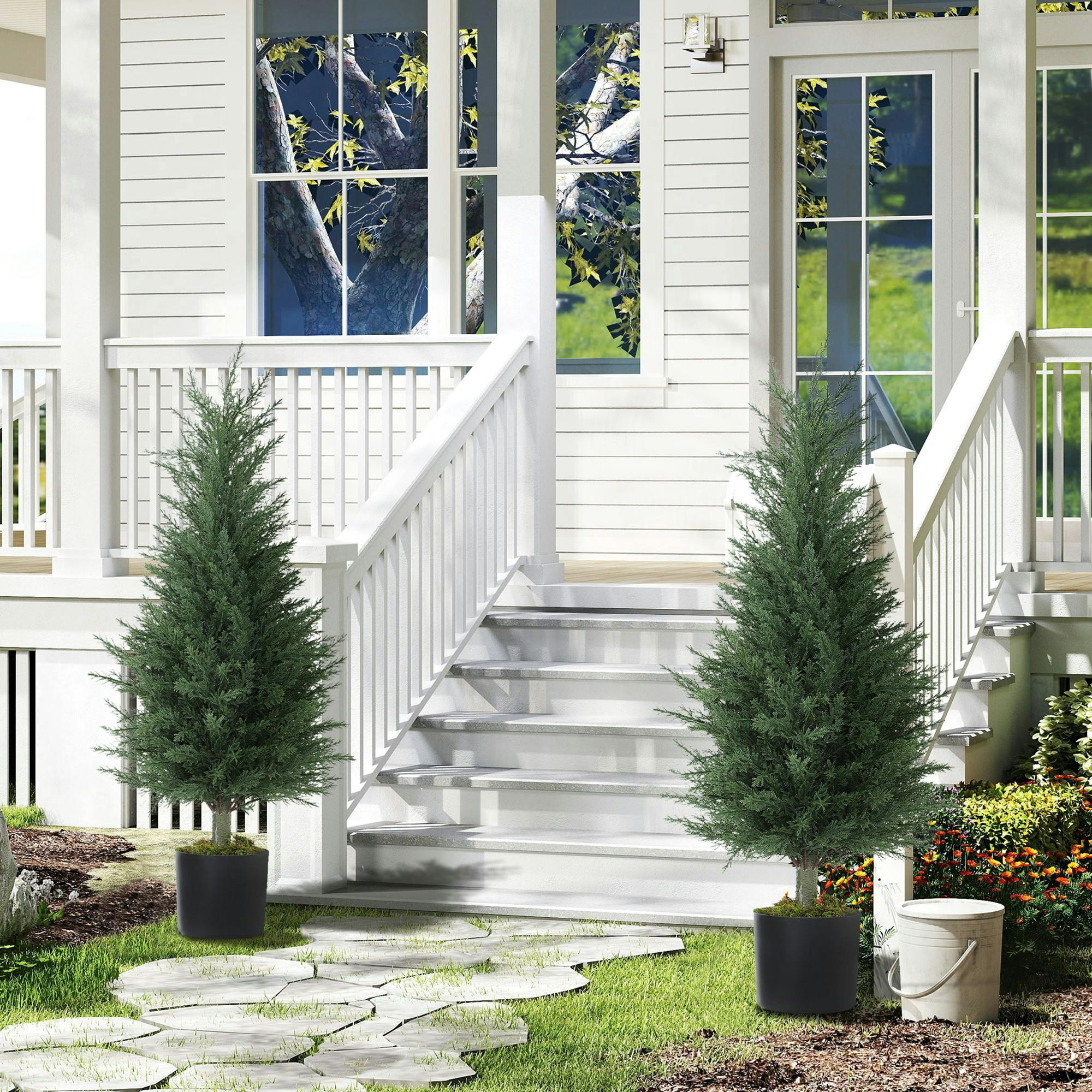 HOMCOM Set of 2 Decorative Artificial Plant, Fake Plants for Home Decor 90cm - Image 6