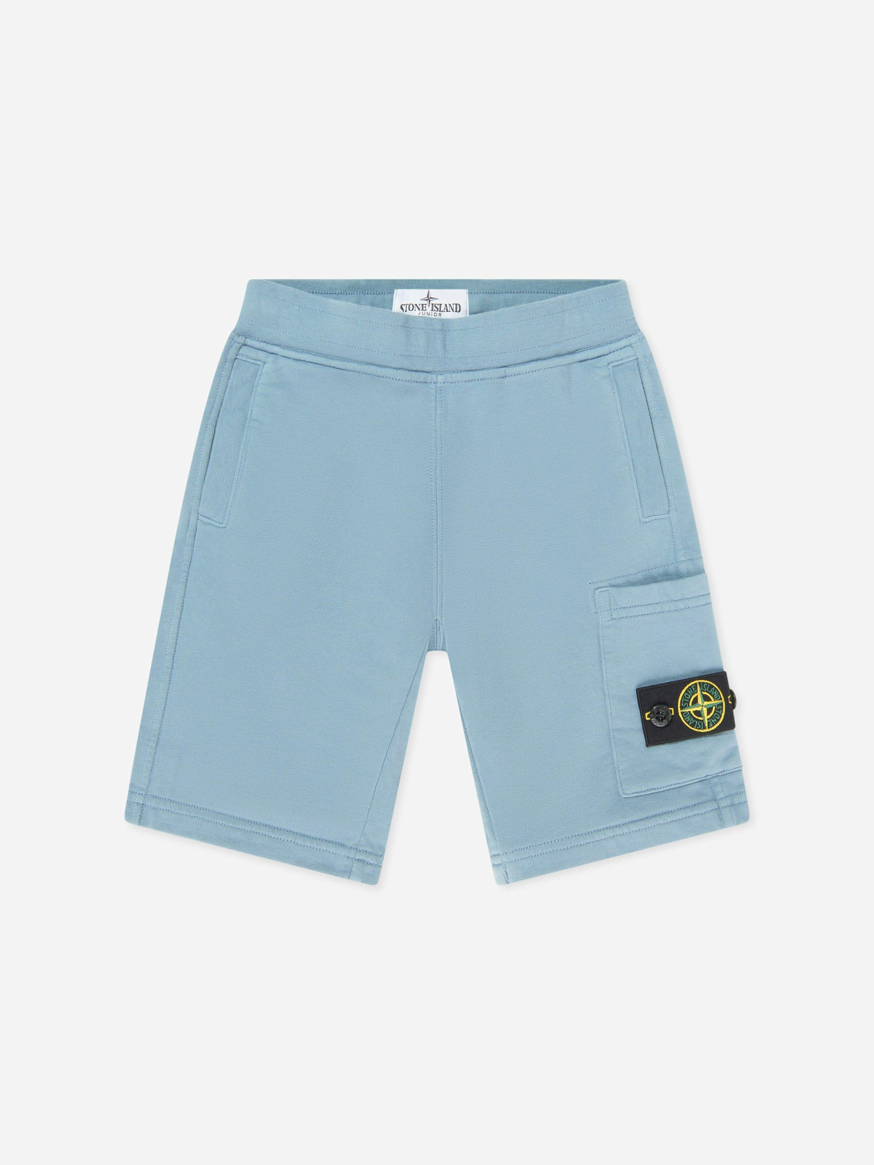 Stone Island Boys Blue Junior Logo Pocket Shorts In - 2 Yrs