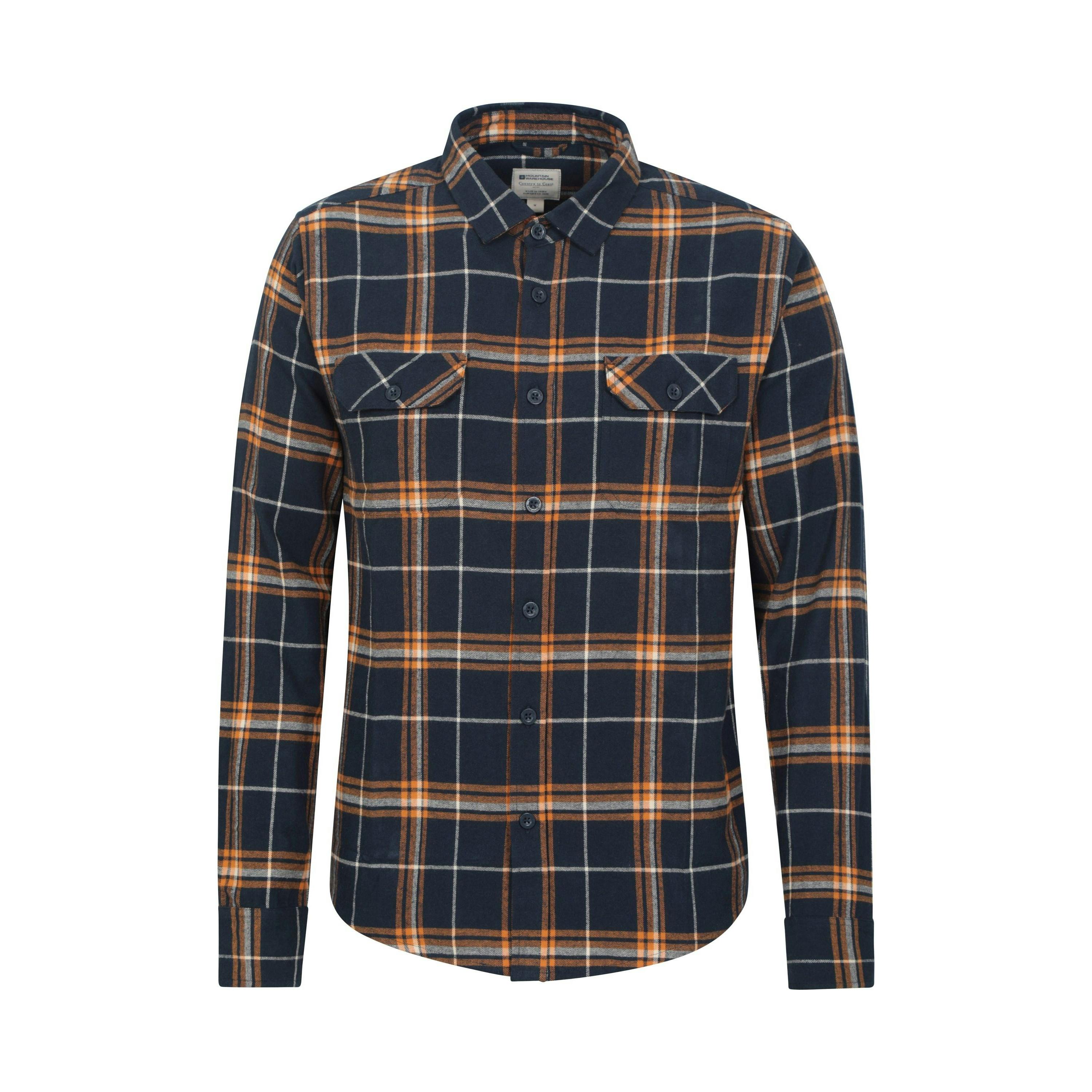 Mountain Warehouse Men's Blue Trace Flannel Long-Sleeved Shirt - Bright - 4XL - Bright - 100% Cotton