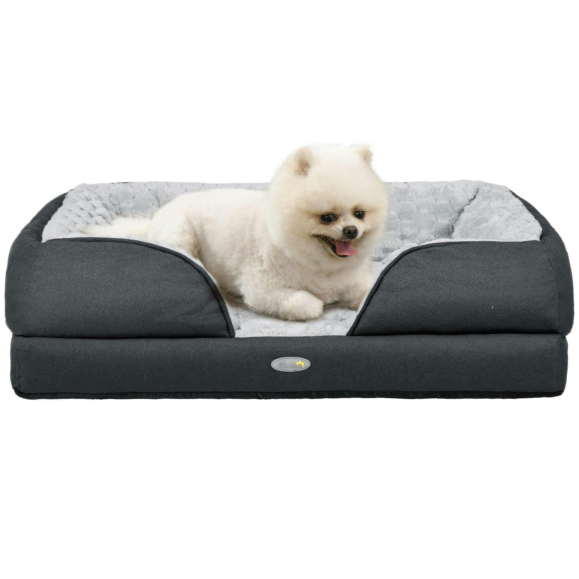 Bobobiy Grey Calming Dog Bed Pet Mattress W/ Removable Cover, Anti-Slip Bottom, For Small Dogs, 70L X 50W X 18Hcm - Charcoal - Charcoal