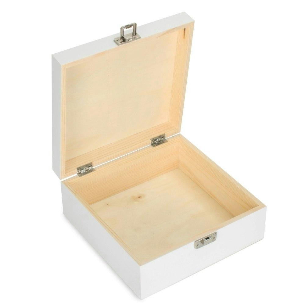 Red Hamper Red/White Hamper 24Cm Square Soft Wood Box - One Size