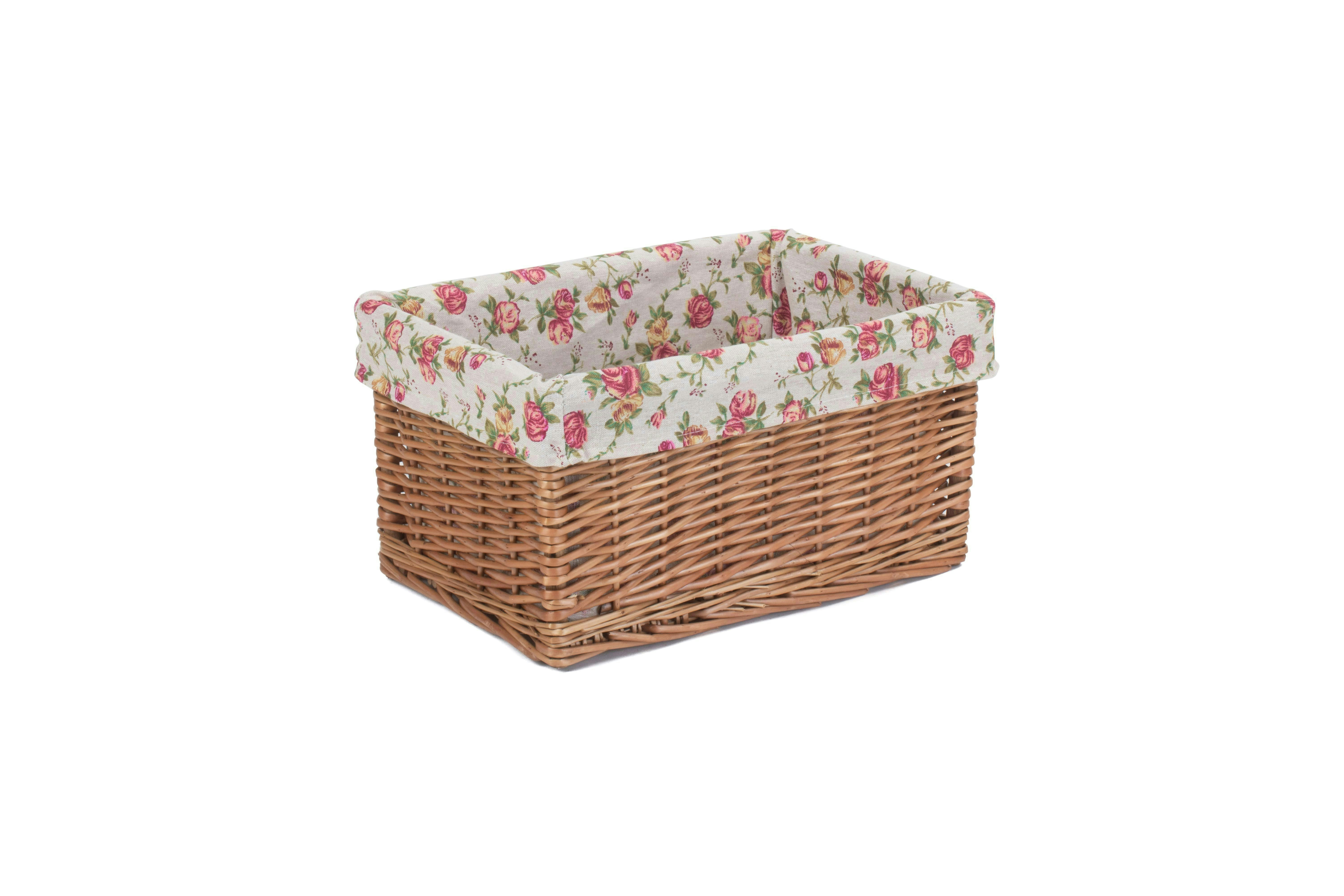 Red Hamper Double Steamed Garden Rose Wicker Storage Baskets - Small