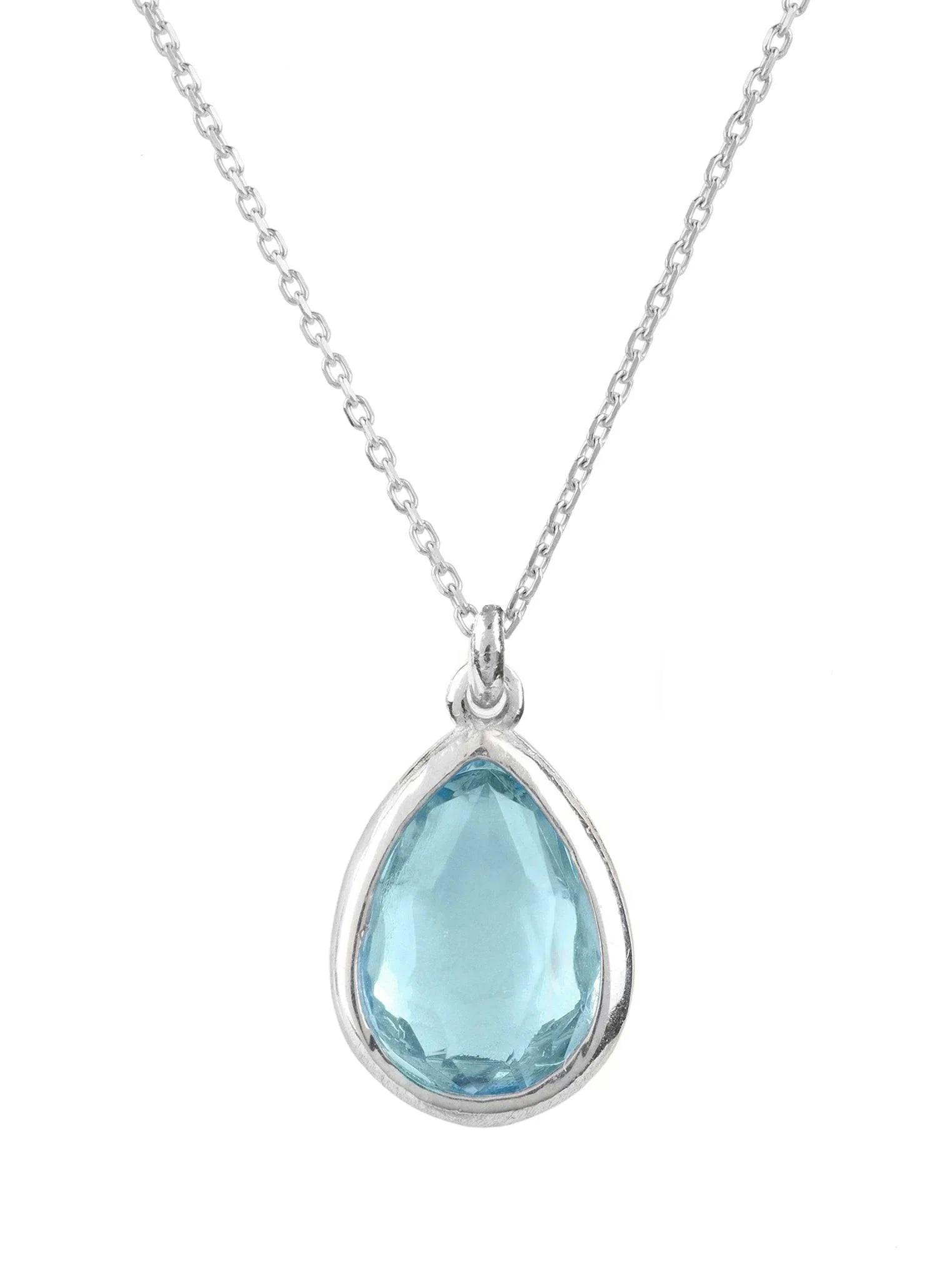 Latelita Silver/Blue Pisa Mini Teardrop Necklace Topaz