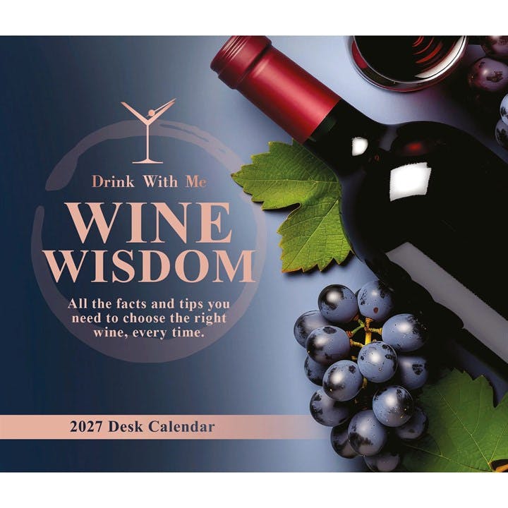 Rackhams Drink With Me, Wine Wisdom Desk Calendar 2027, Desk Calendars, Day To View, Lifestyle, Gift