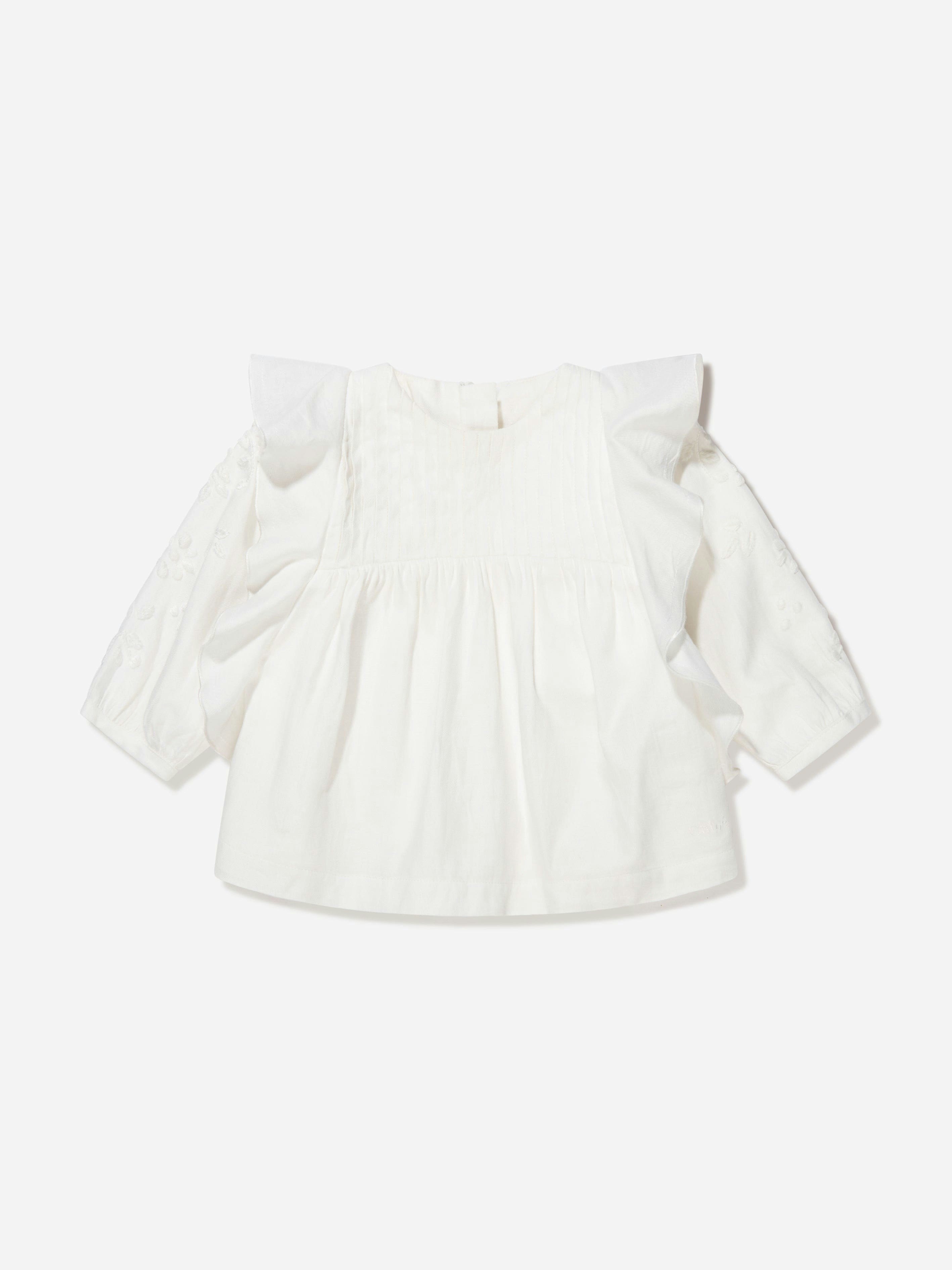 Chloé Women's Ivory Baby Girls Organic Cotton Blouse In - 2 Yrs