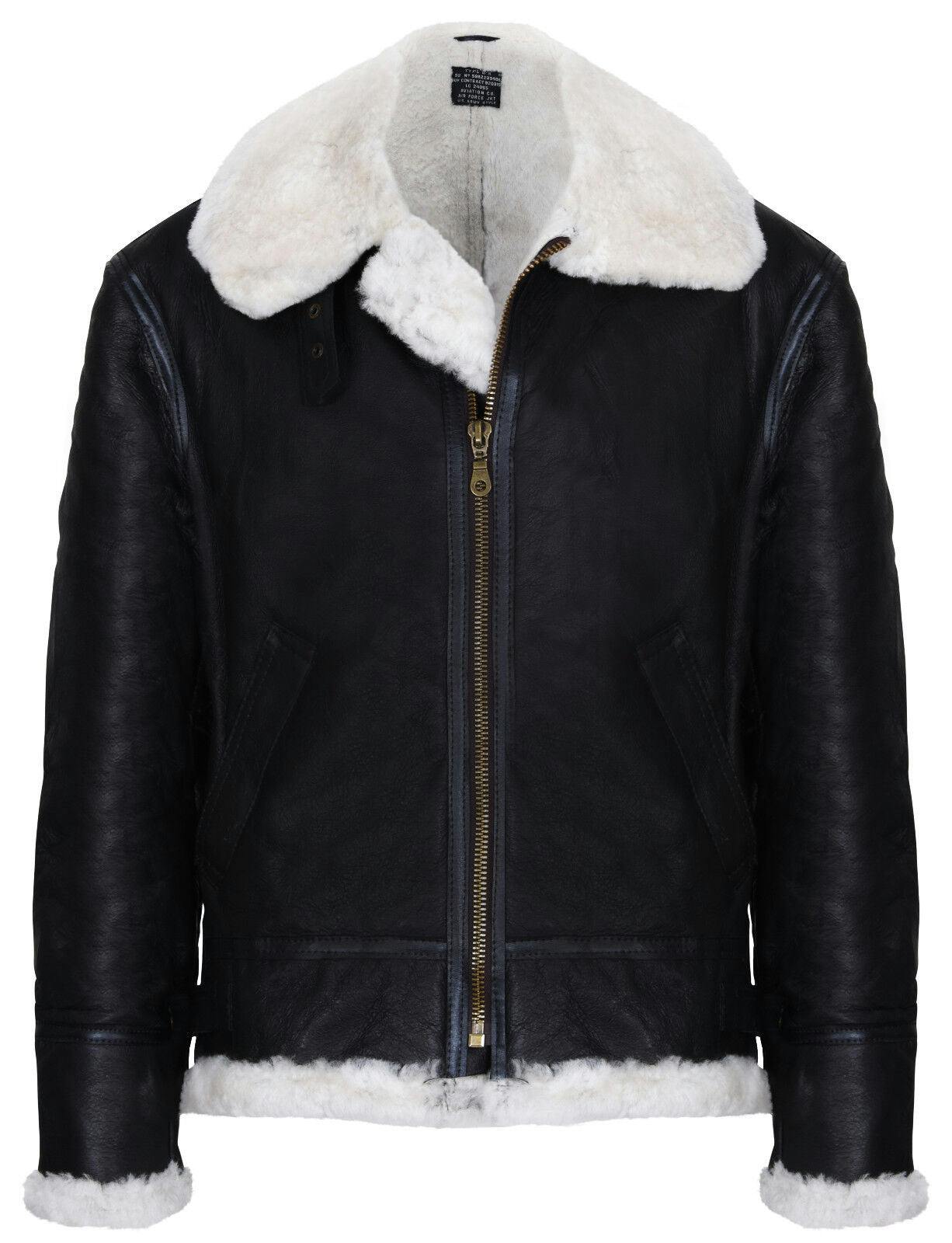 Infinity Leather Men's Brown/Cream Pilot B3 Flying Shearling Sheepskin Wwii Bomber Aviator Jacket - Uk 4XL | Eu 58 | Us 48