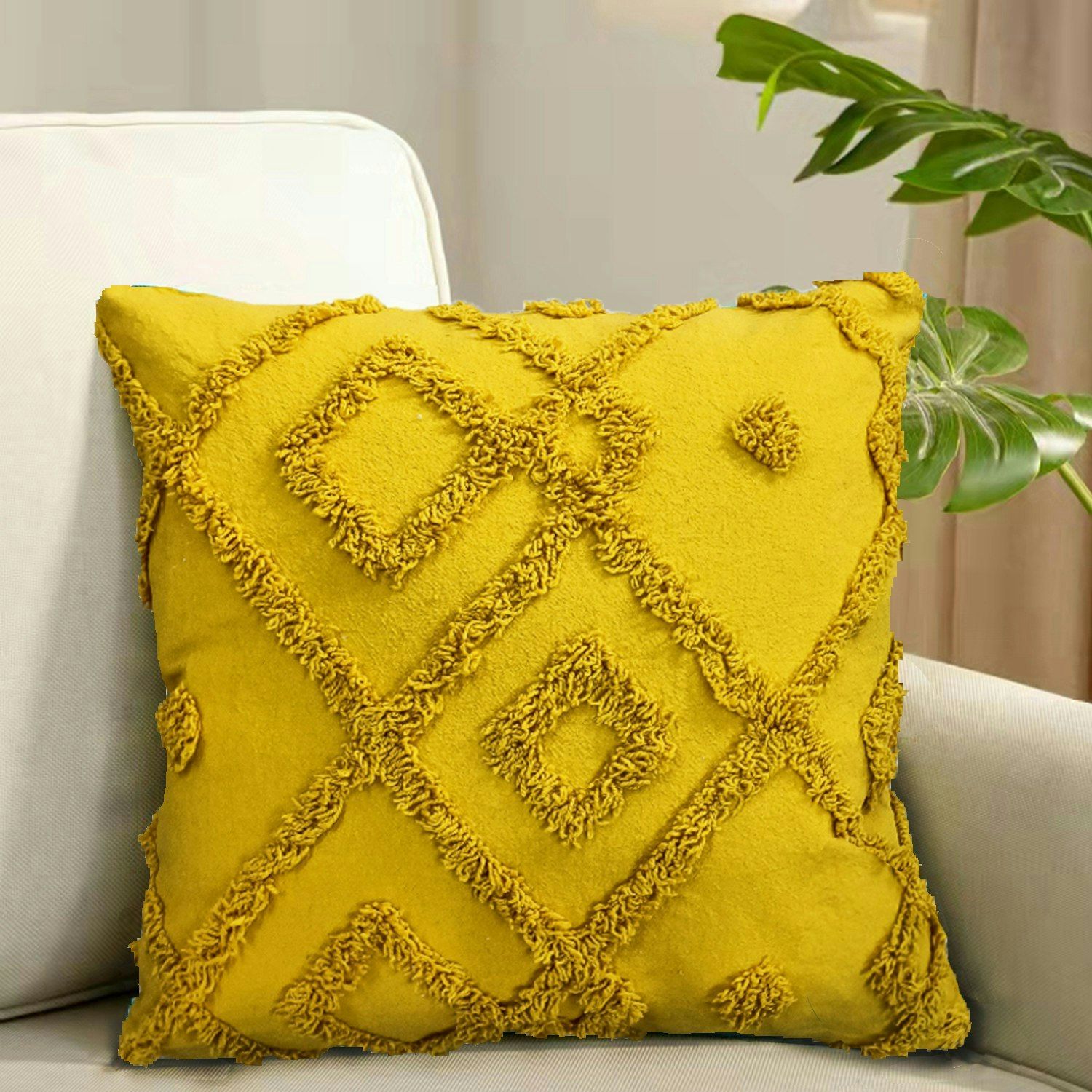 Velosso Orange Shabby Chic Tuft Cushion - 43Cm X 43Cm
