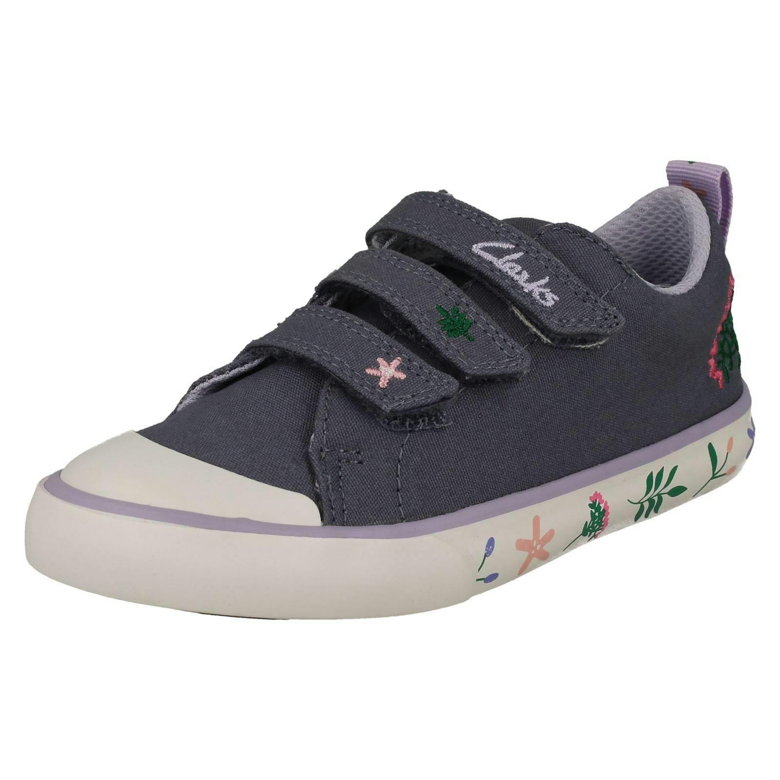 Clarks Childrens Pattern Detailed Canvas Shoes Foxing Lo - Denim - Uk 10.5 Child - F