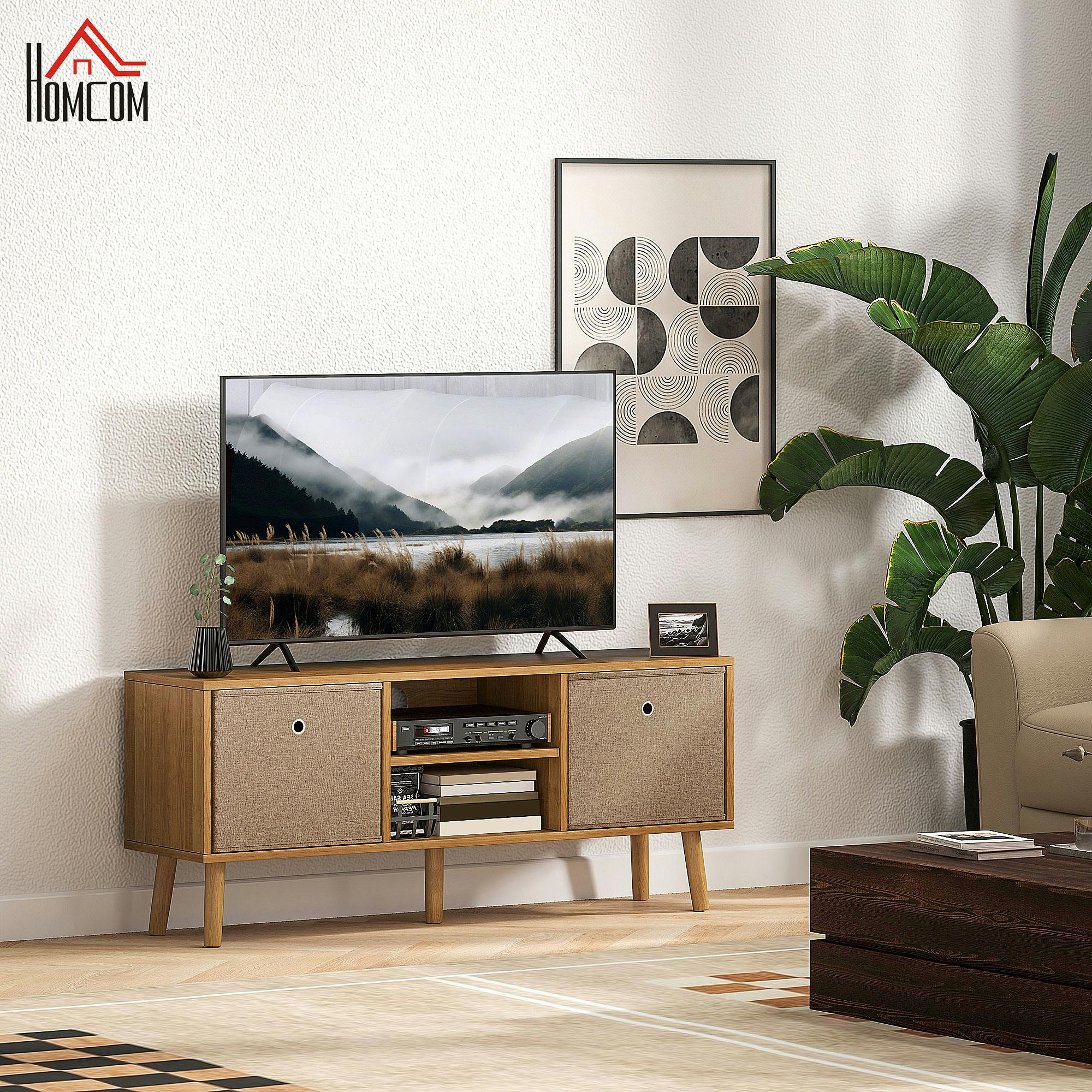 Rackhams Brown Modern Tv Cabinet Stand W/ Shelves & Drawers, Bedroom