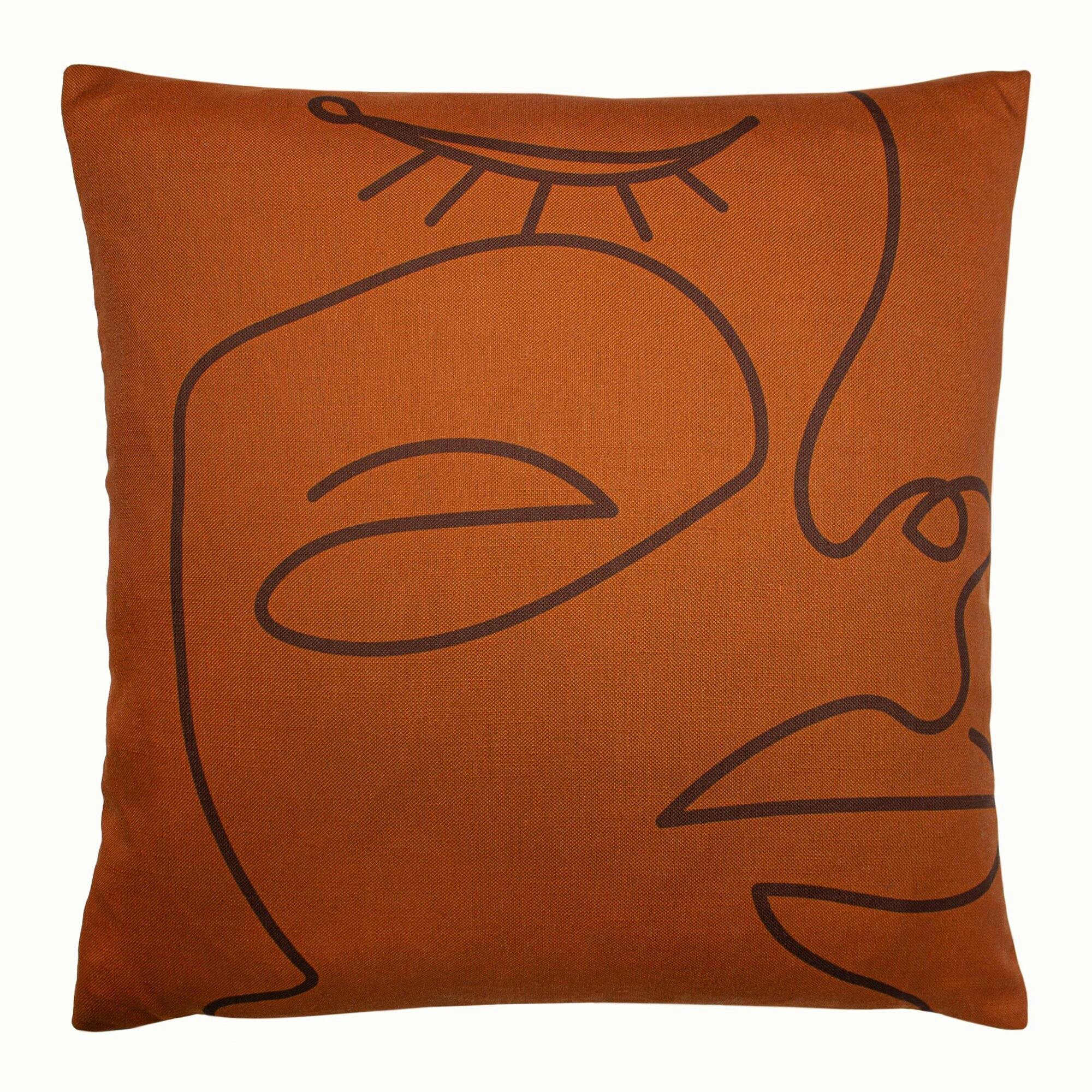 Furn Orange/Brown Karma Abstract Cushion Cover - 50Cm X 50Cm - 100% Polyester