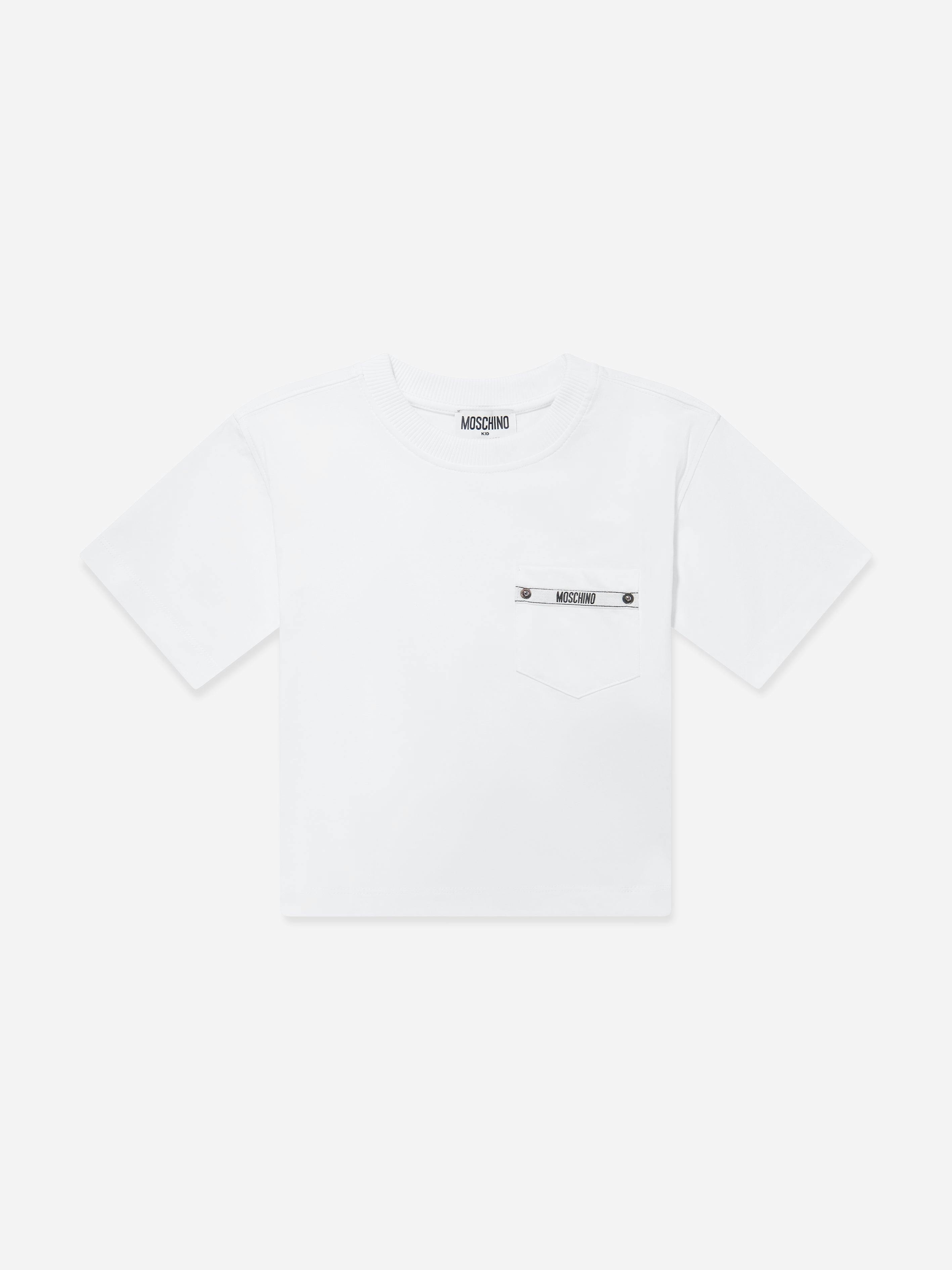 Moschino Kids Boys White Moschino Logo Pocket T-Shirt In - 12 Yrs