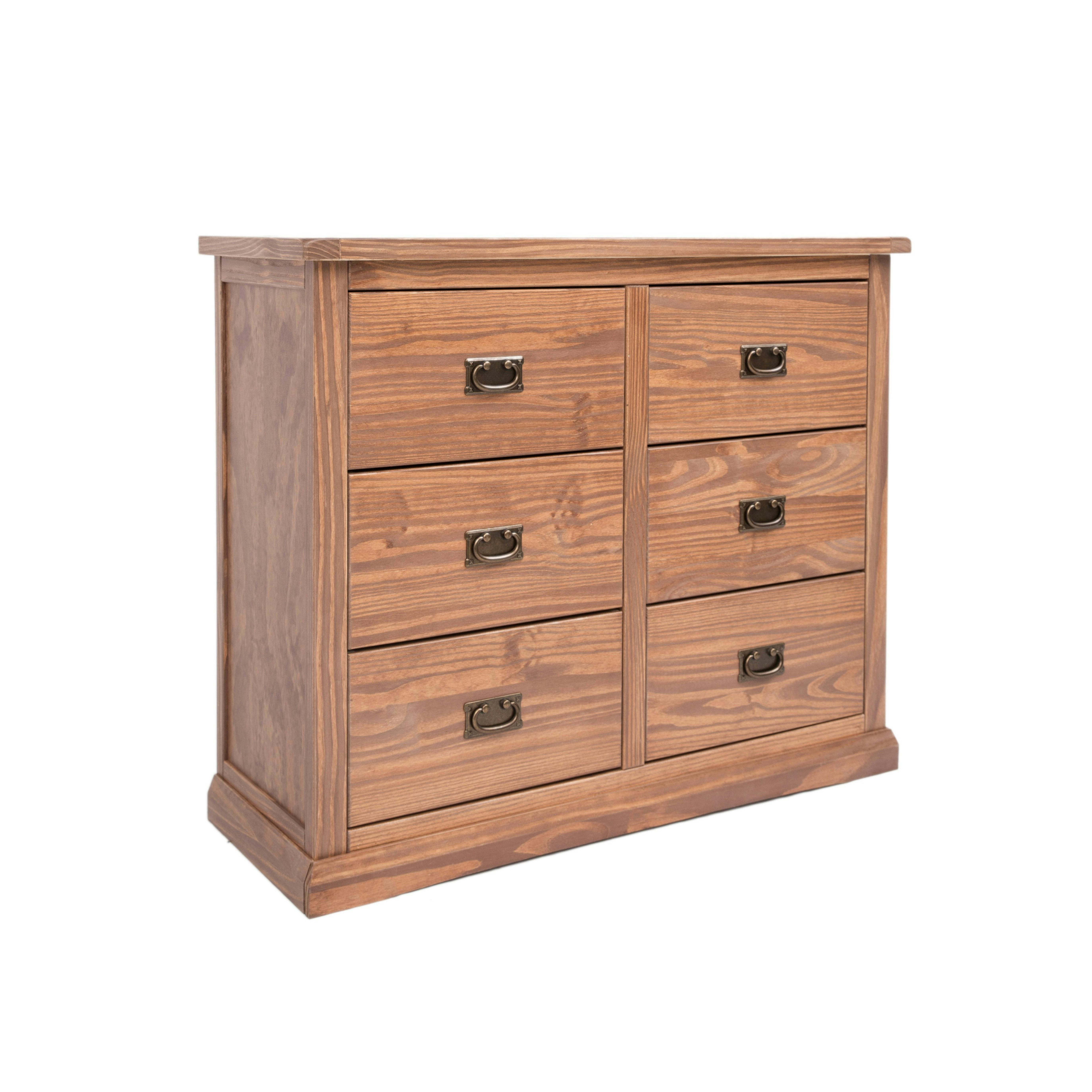 Rackhams Brown Tirolo 6 Drawer Chest Of Drawers Bras Drop Handle