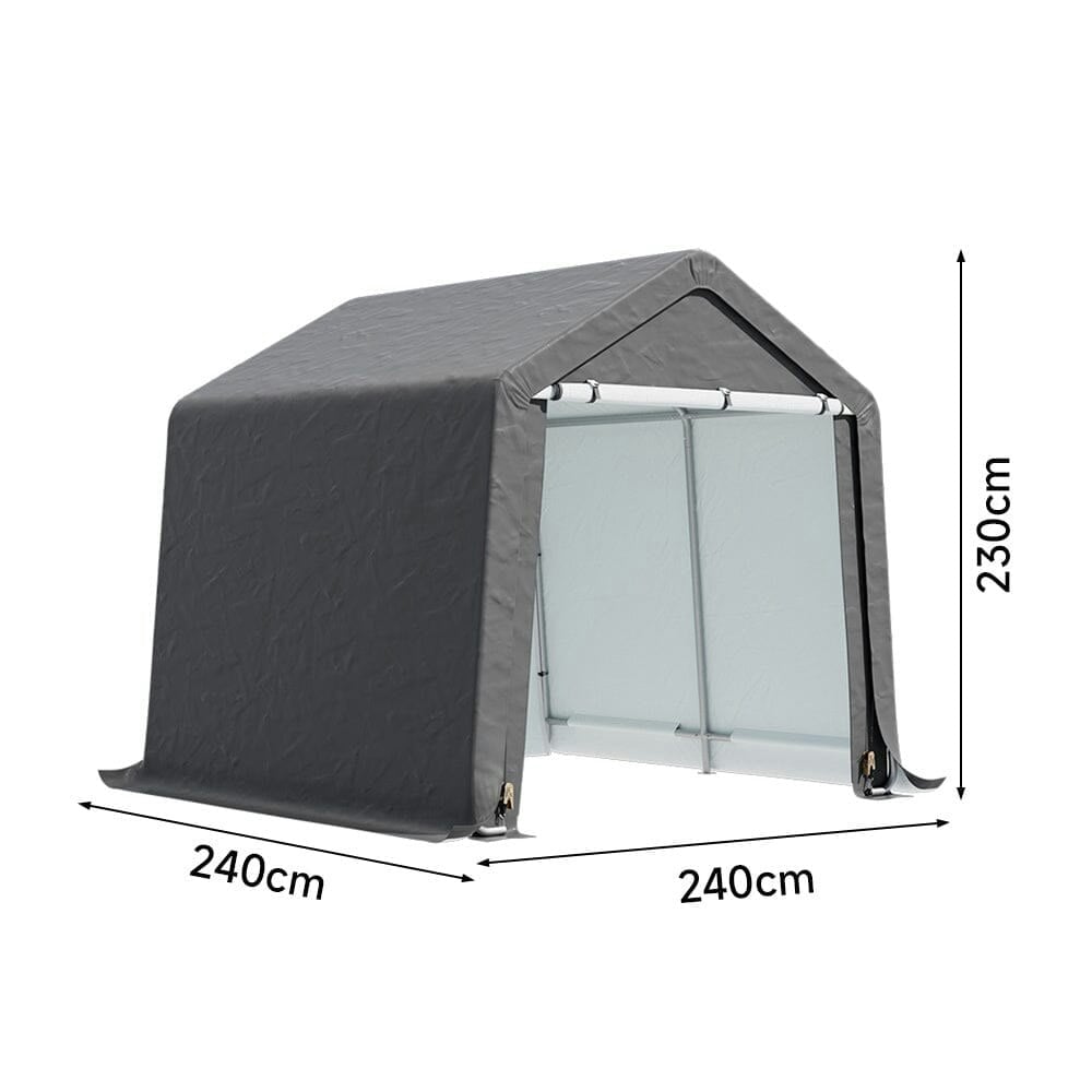 Living And Home Grey Galvanized Tube Storage Shed Garden Shed In - 8*8Ft