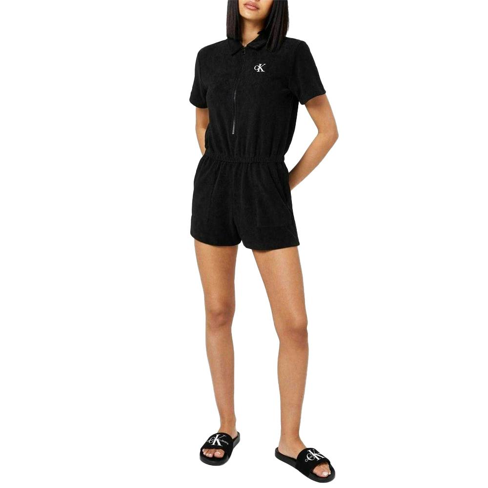 Calvin Klein Women's Black Jeans Logo Sliders - 7 Uk - 100% Mixed