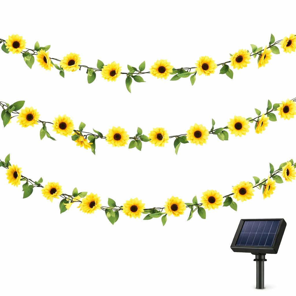 Gardenwize Dark 25 Led Solar String Lights – 2M Sunflower Garland Led Lights