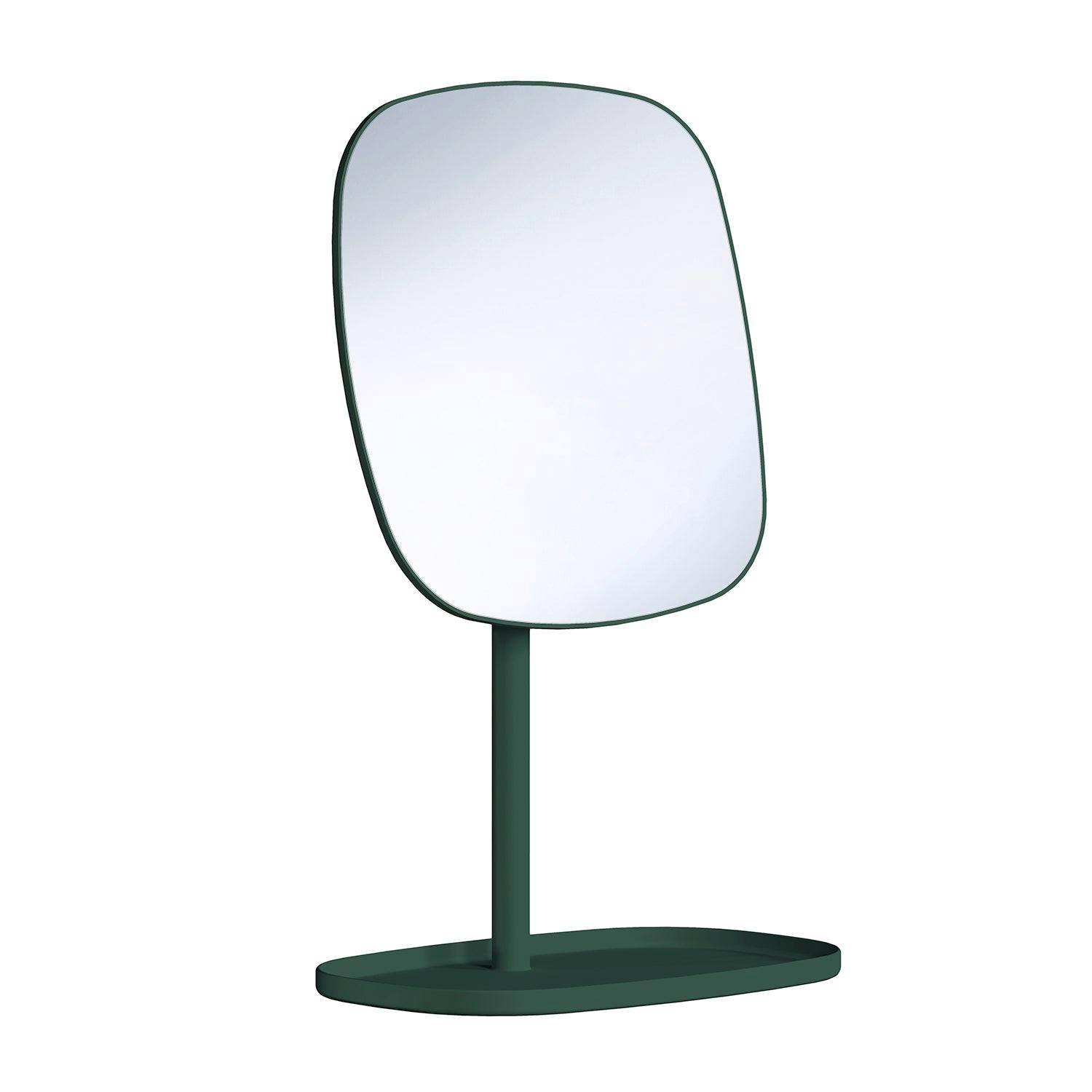 Rackhams Green Matt Mirror With Storage Tray (192 X 192Mm) Freestanding 7X Magnification Bathroom Makeup Or Shaving Mirror