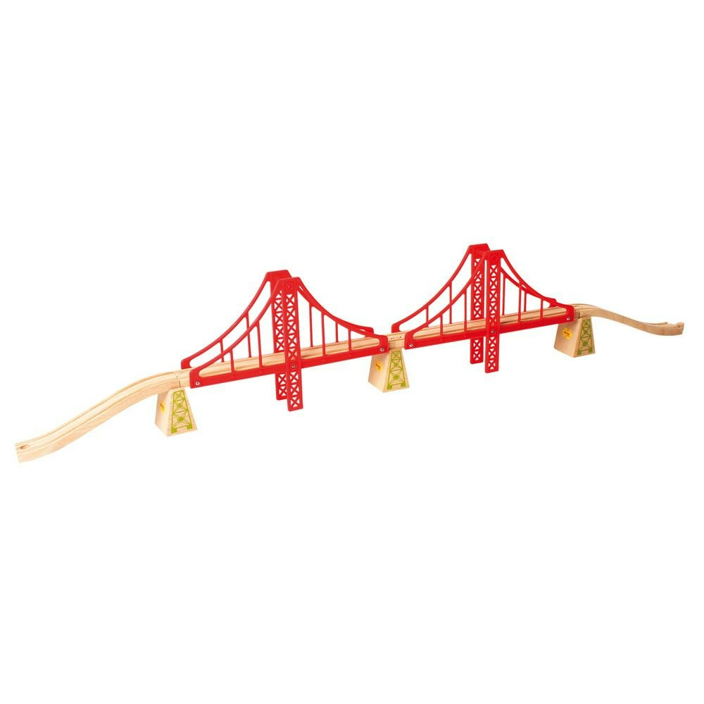 Bigjigs Rail Red Double Suspension Bridge