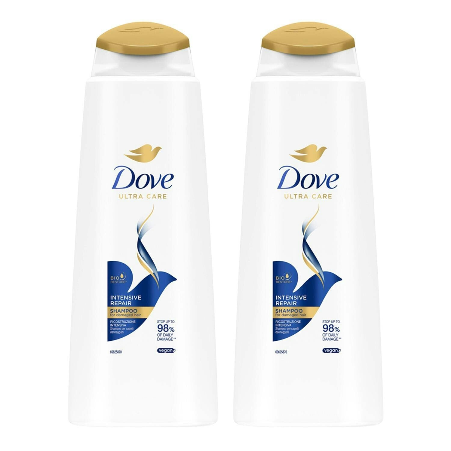 Dove Ultra Care Shampoo - Intensive Repair 2X400 Ml, Bio Restore Technology - Image 3