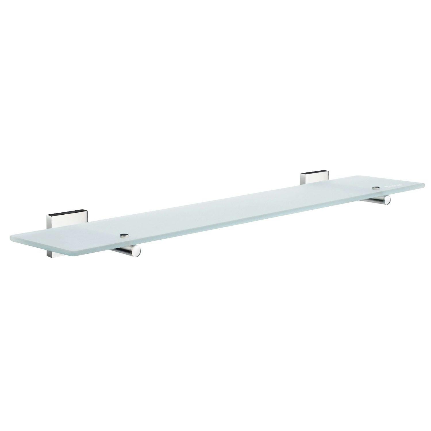 Smedbo Frosted Glass Bathroom Shelf (600Mm) With Polished Chrome Wall Brackets