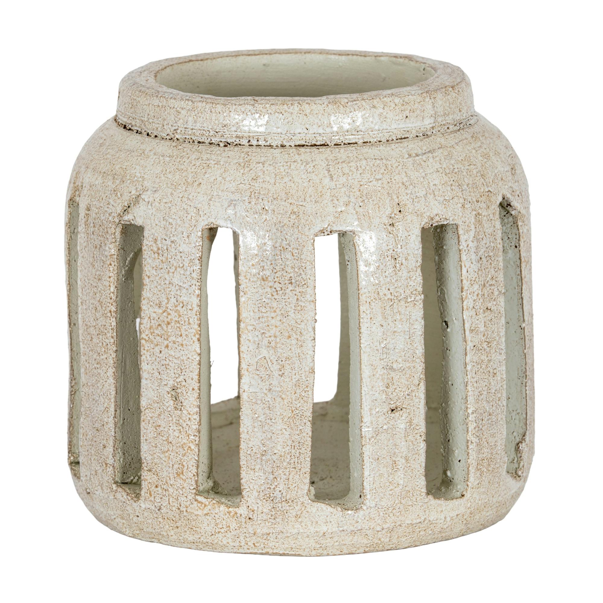 Hill Interiors White Tarn Collection Ceramic Candle Holder - 19Cm X 20Cm X 20Cm - 100% Mixed